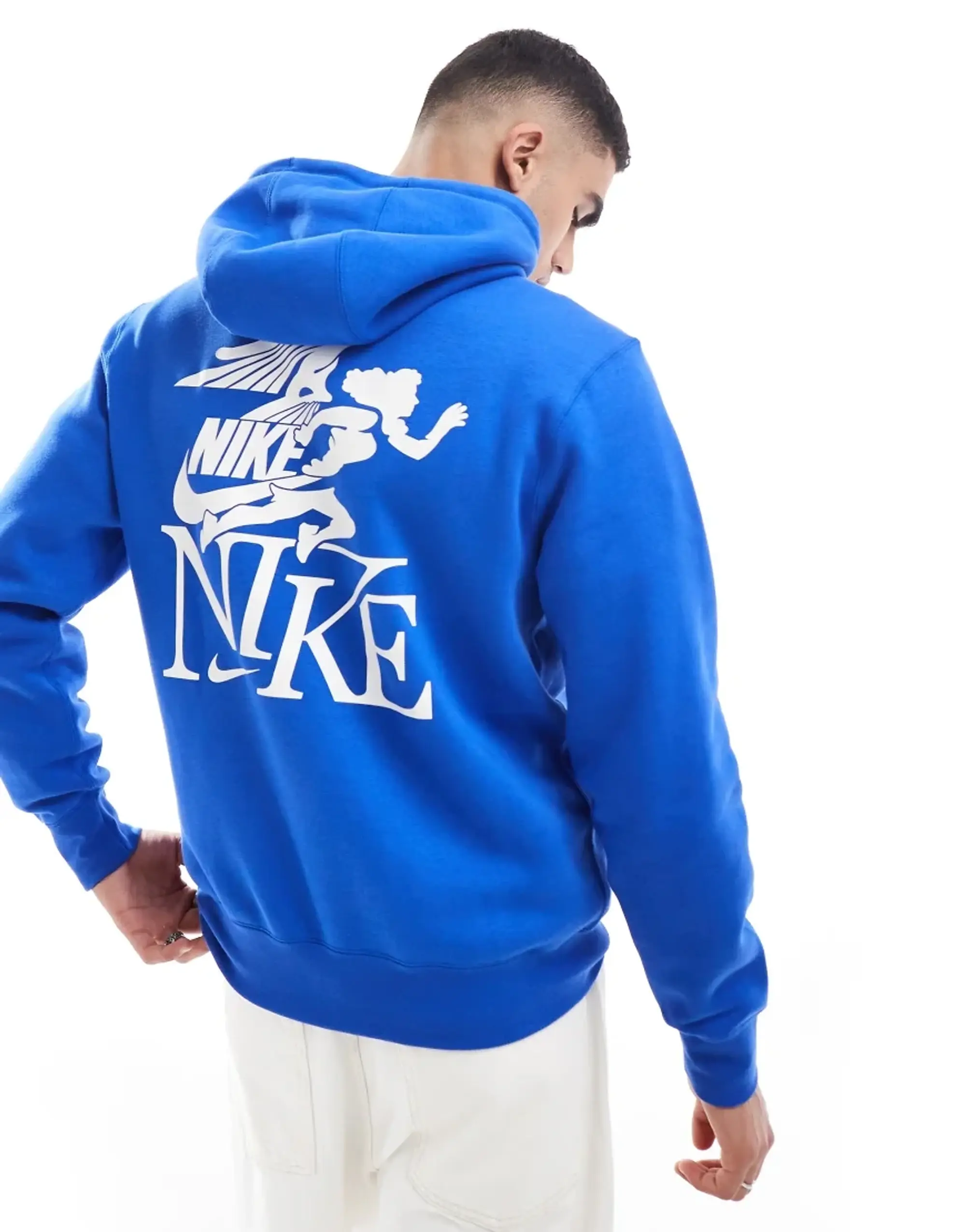 Nike Club Hoodie With Victory Graphic In Blue