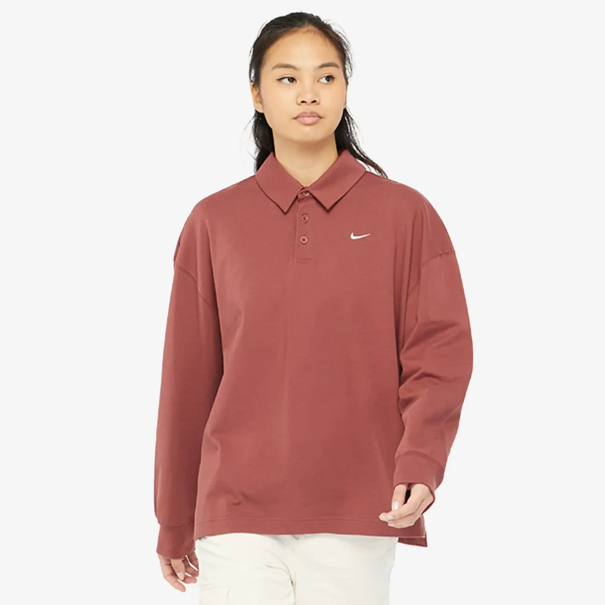 Nike Sportswear Womens Essential Oversized Long Sleeve Polo Shirt