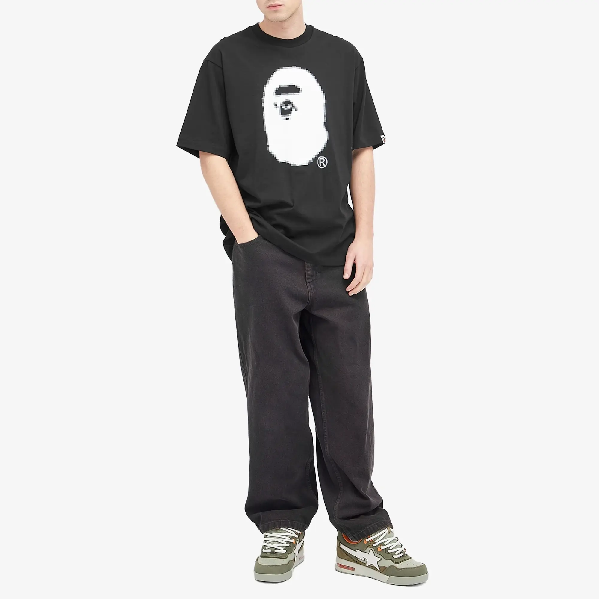 A Bathing Ape Men's Pixel Ape Head T-Shirt Black