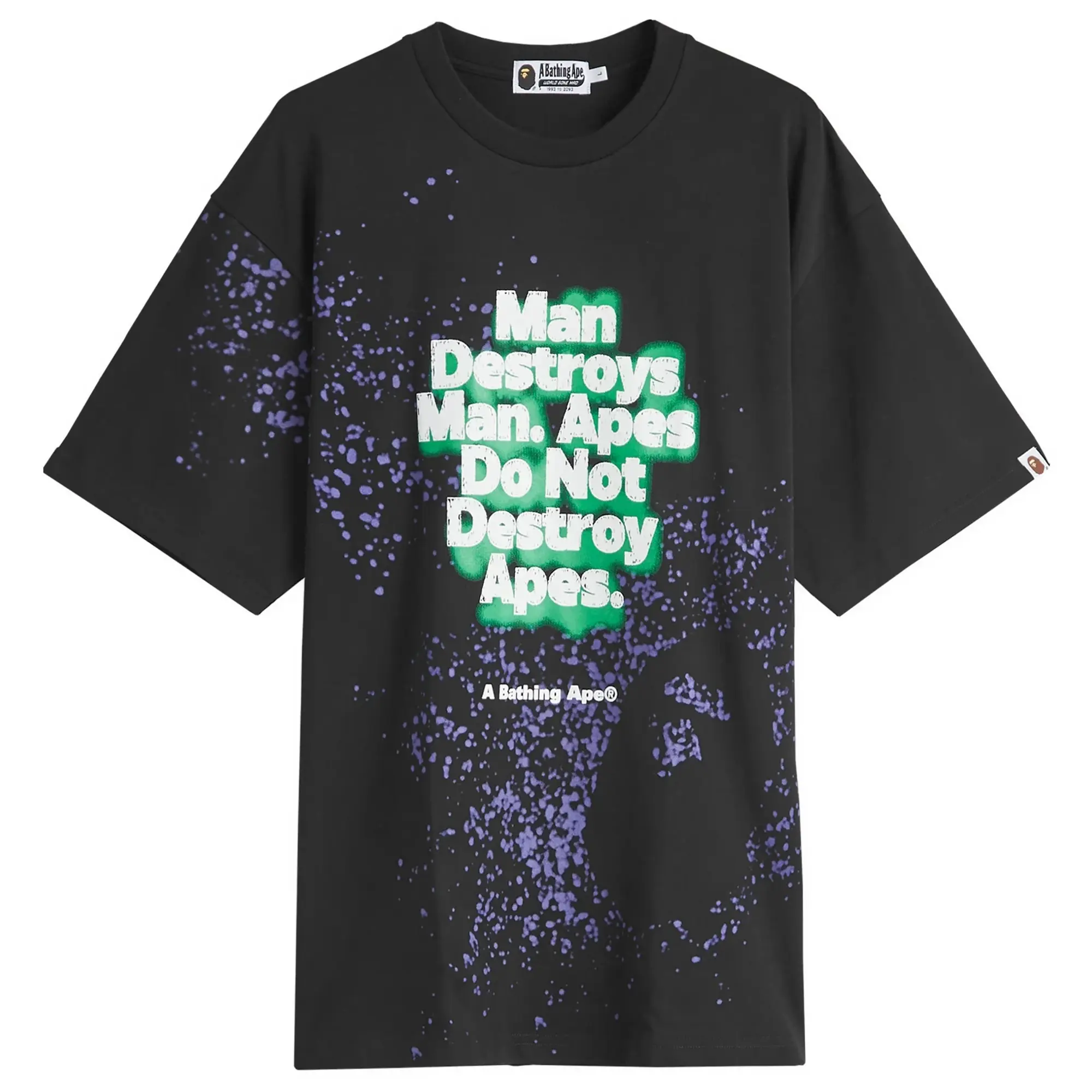 A Bathing Ape Men's Spray Print Slogan T-Shirt Black
