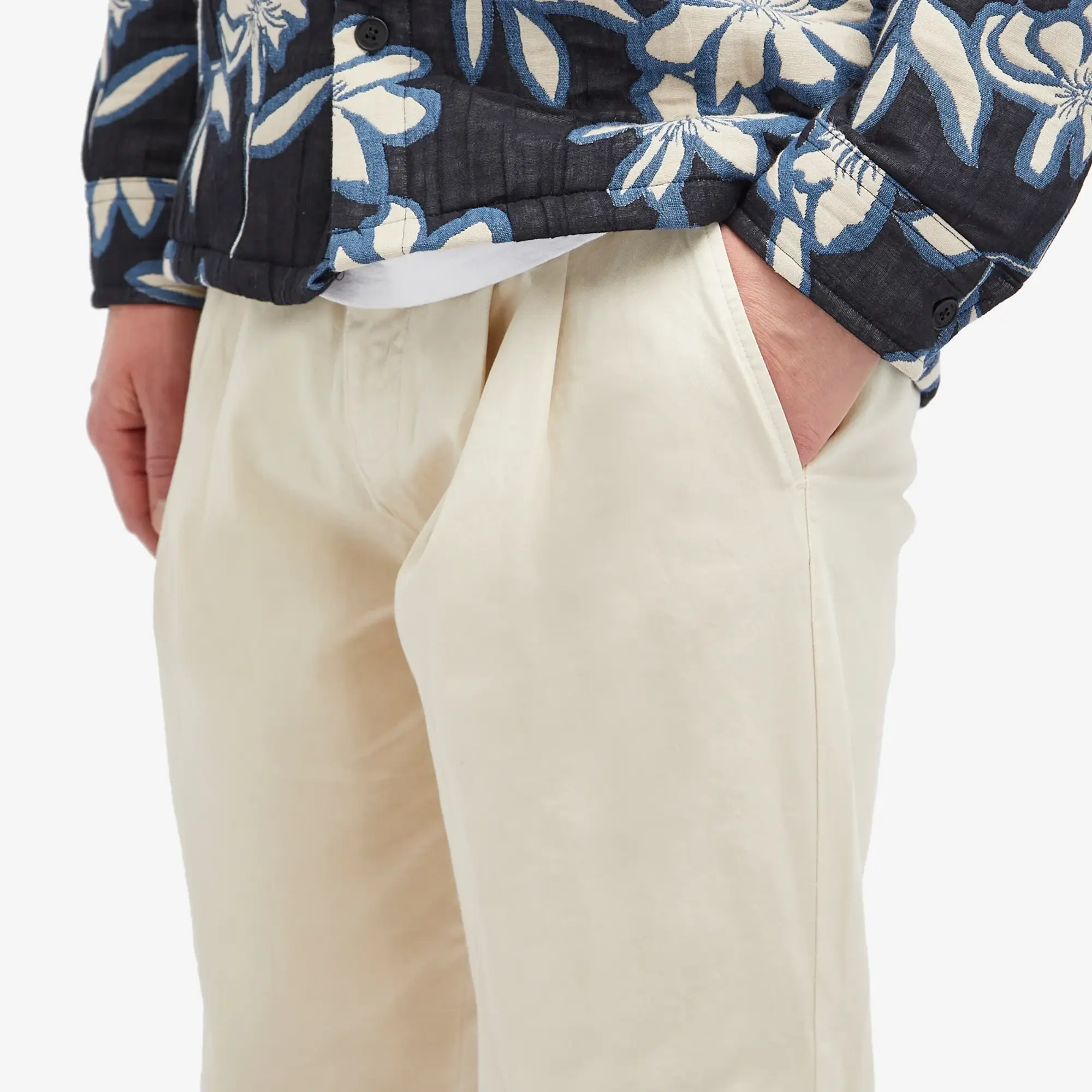 Wax London Men's Raleigh Pleat Twill Trousers Stone
