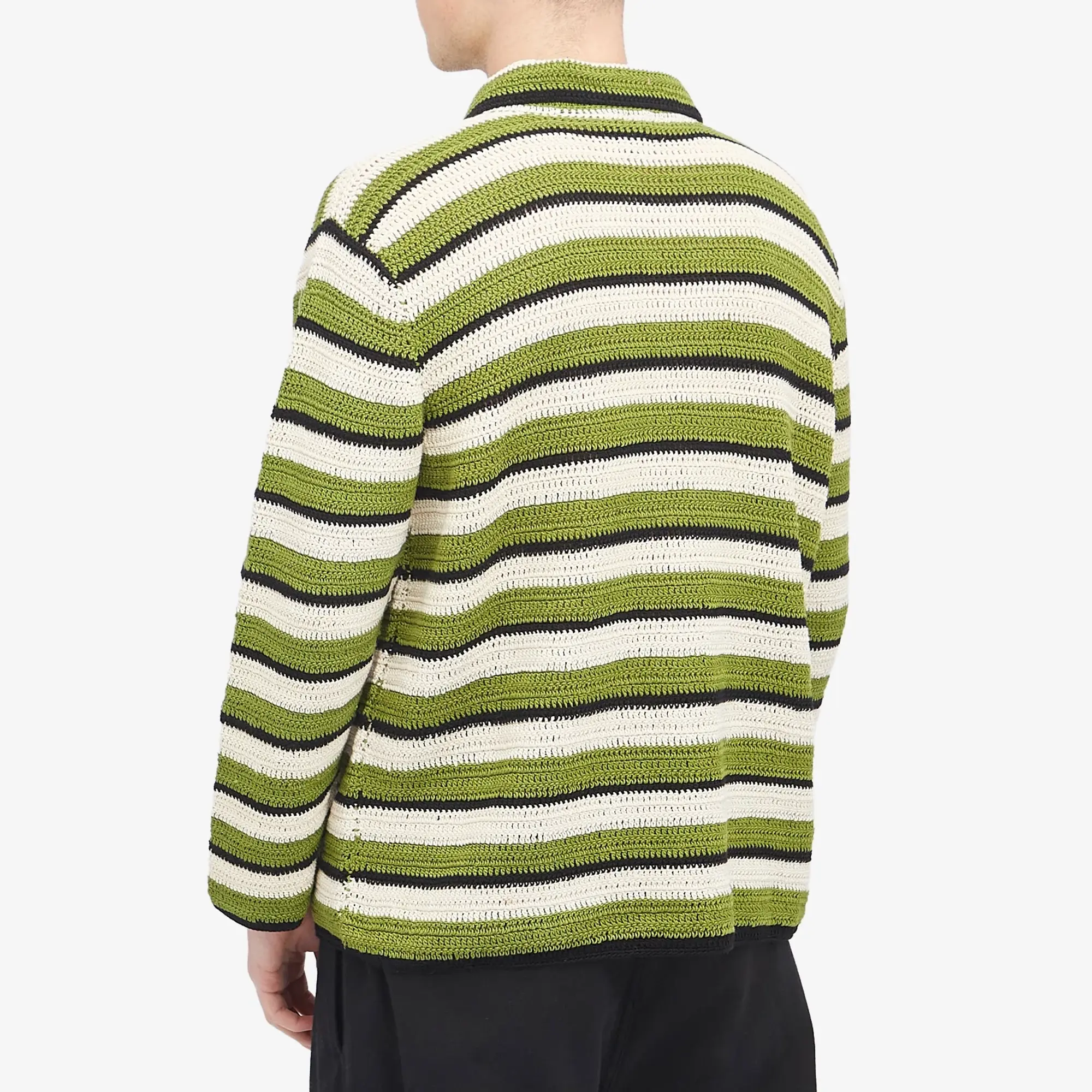 BODE Men's Weedy Crochet Shirt Green Multi