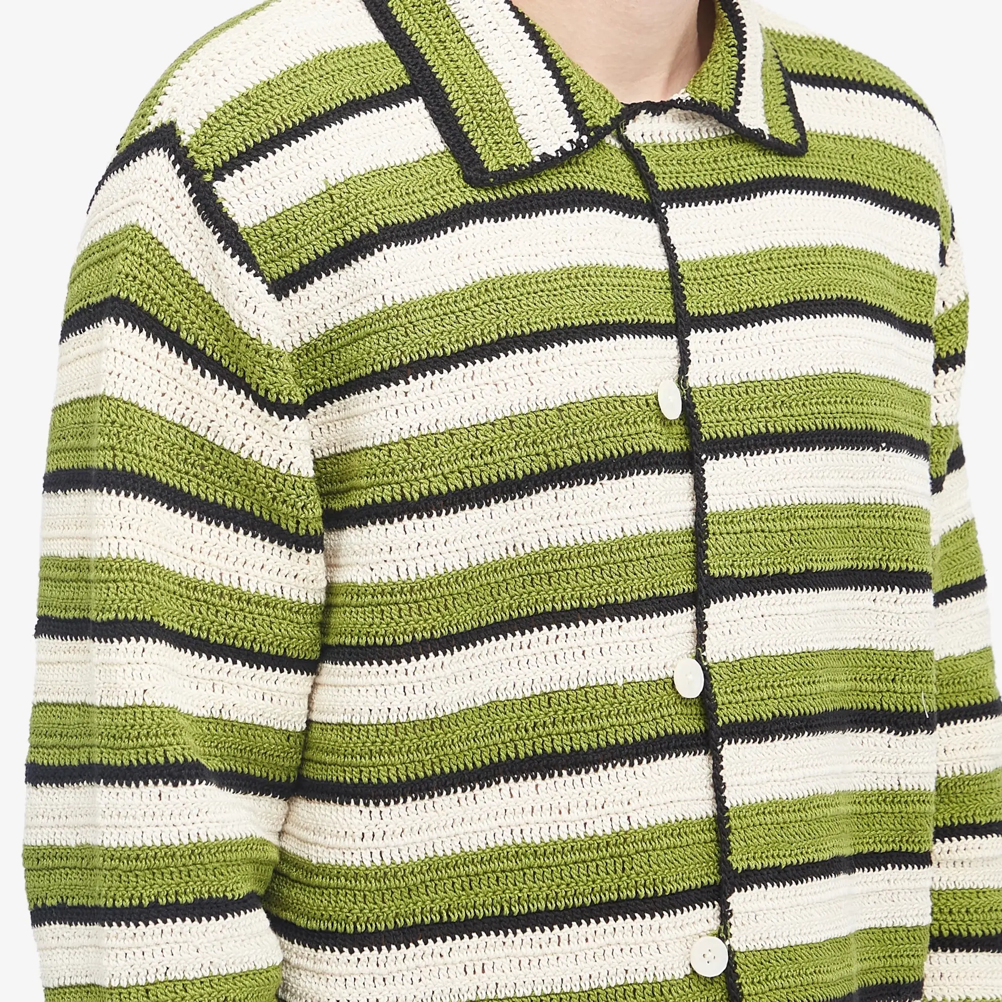 BODE Men's Weedy Crochet Shirt Green Multi