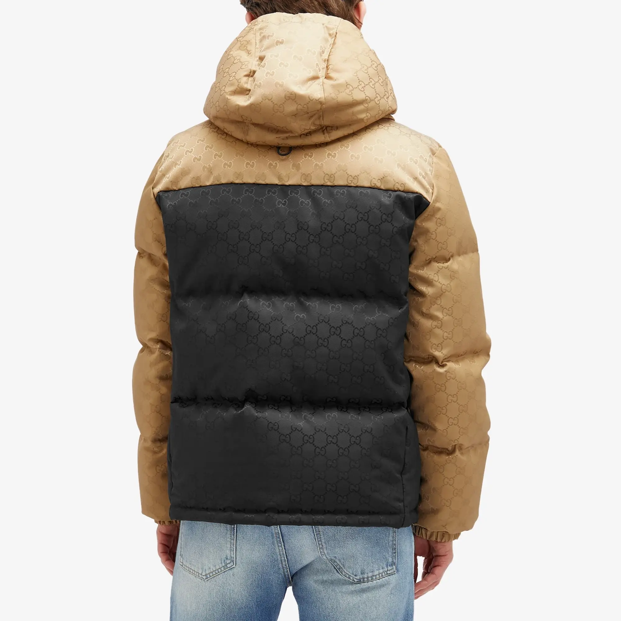Gucci Men's Jacquard GG Down Jacket Black/Beige