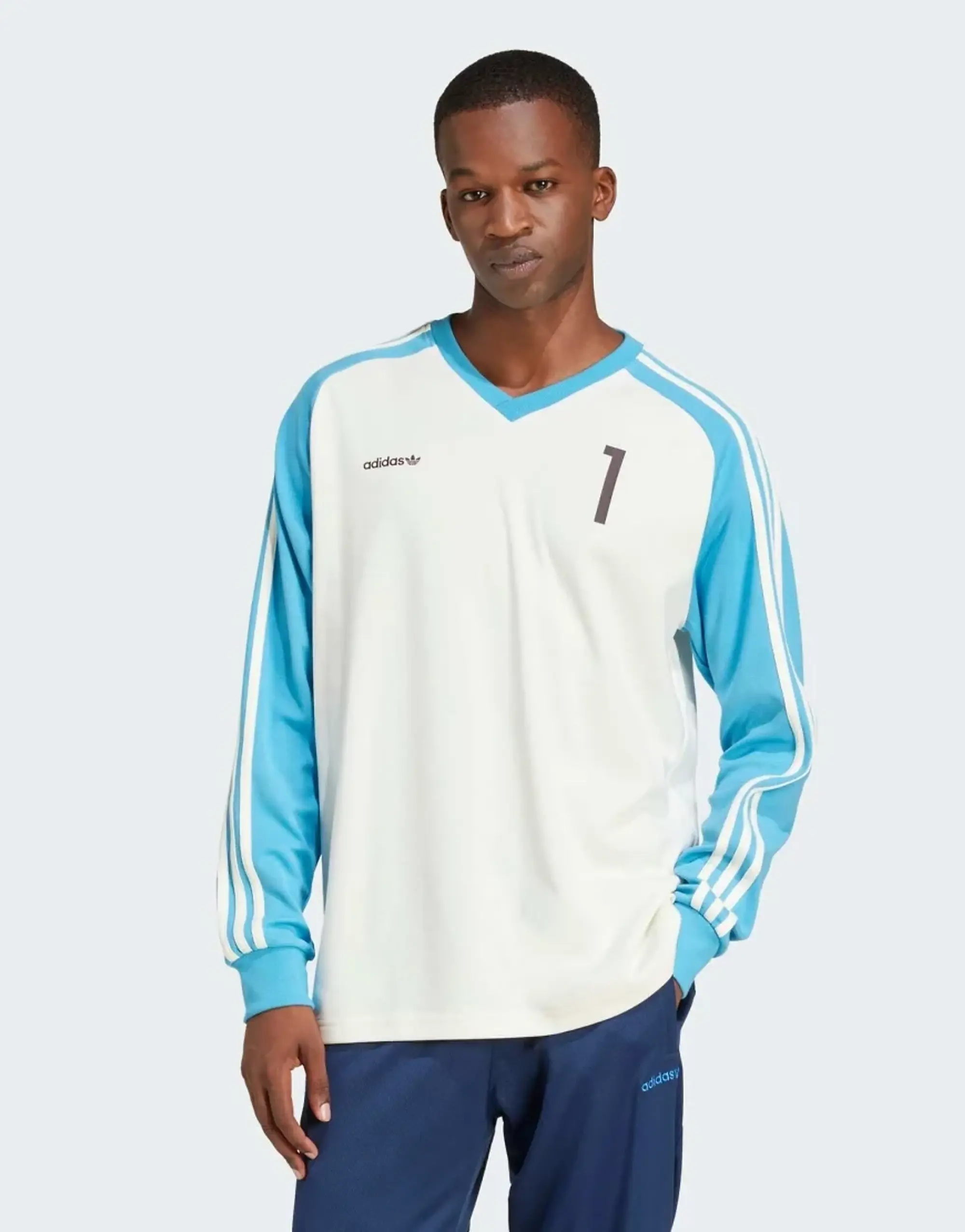 ■adidas■ Long sleeve jersey white sky blue JC8374 adidas Originals Long Sleeve Jersey, Blue | JC8374 | FOOTY.COM