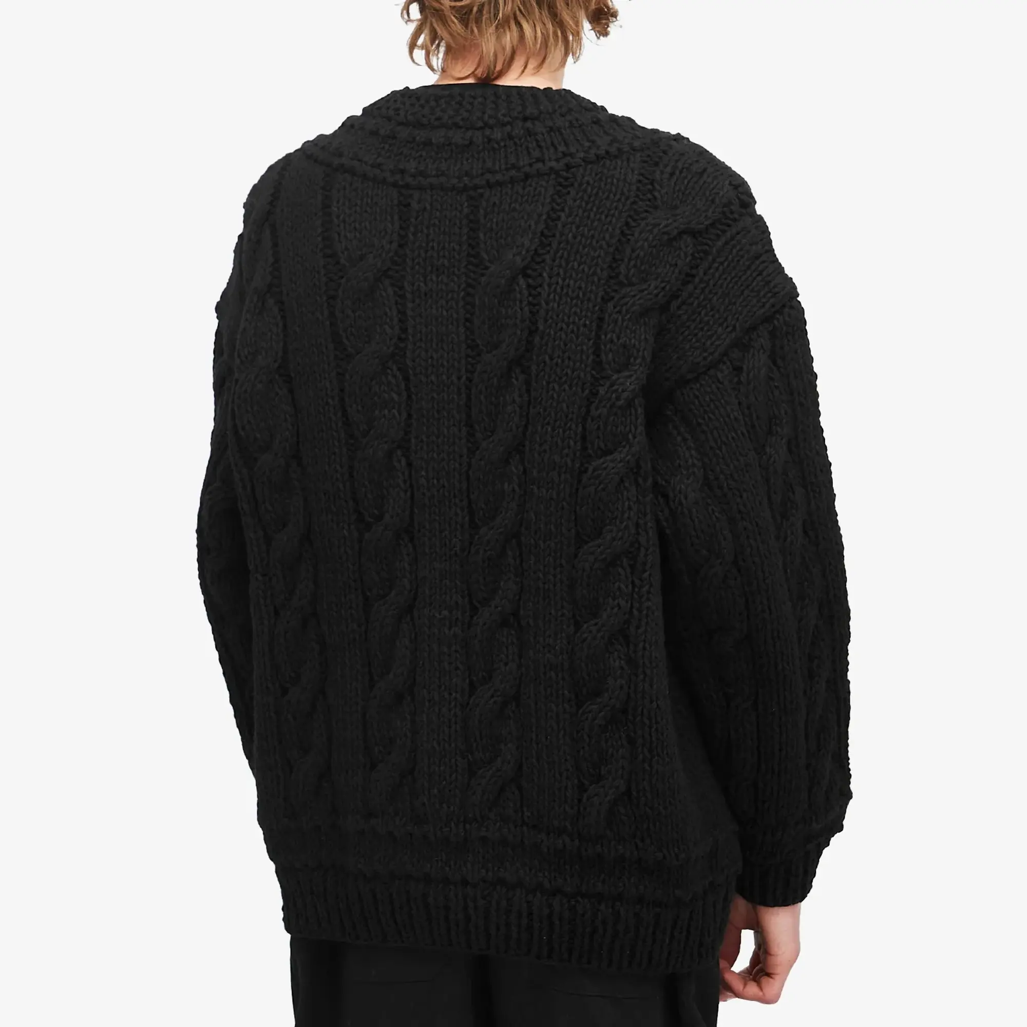 Visvim Men's V-Collegium Hand-Knit Sweater Black