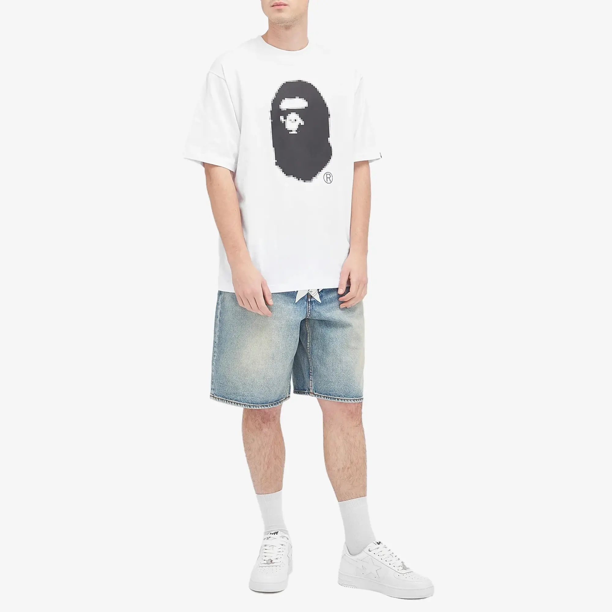 T-Shirt A Bathing Ape Pixel Ape Head Relaxed Fit Tee White Xxl