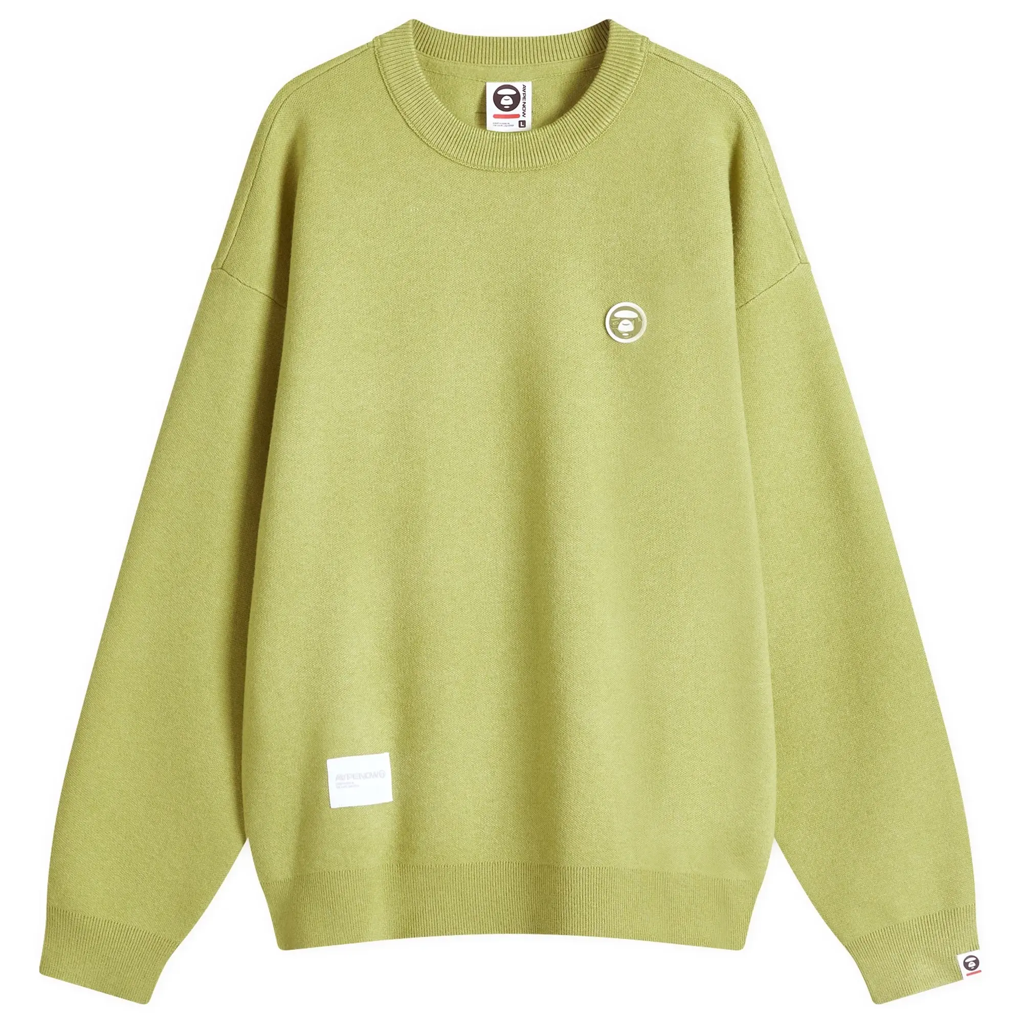 A Bathing Ape AAPE Now Camo Badge Knit Sweater Light Green