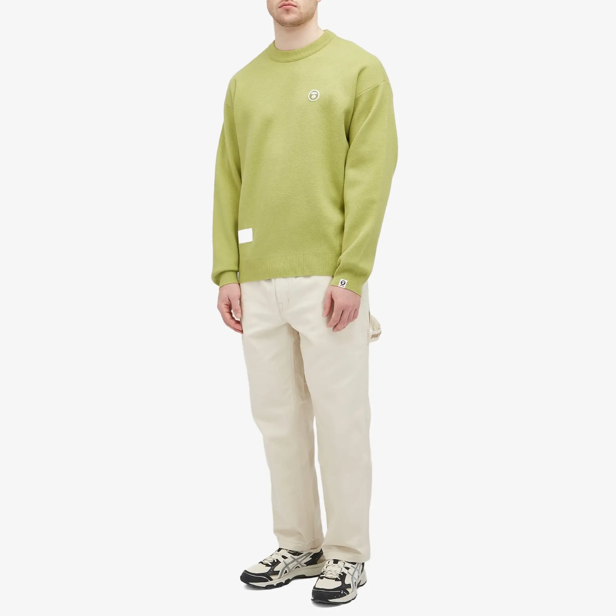 A Bathing Ape AAPE Now Camo Badge Knit Sweater Light Green