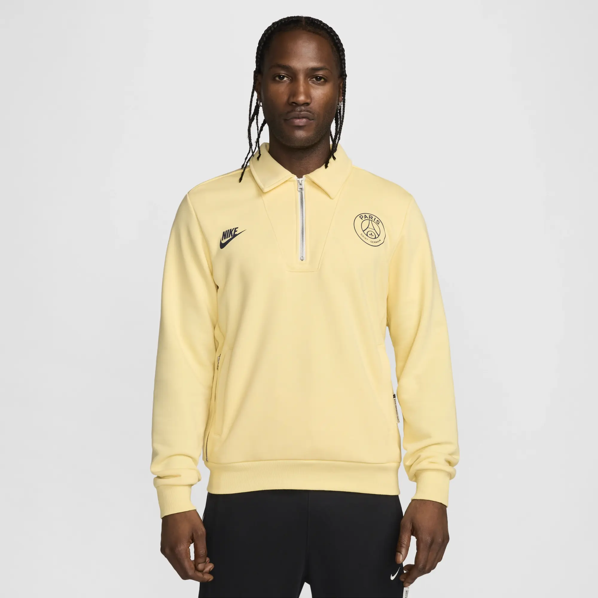 Nike Paris Saint Germain Shirt Dri-Fit Standard Issue Sport Essential Gx 1/4 Zip - Yellow/Midnight Navy - ['Yellow']