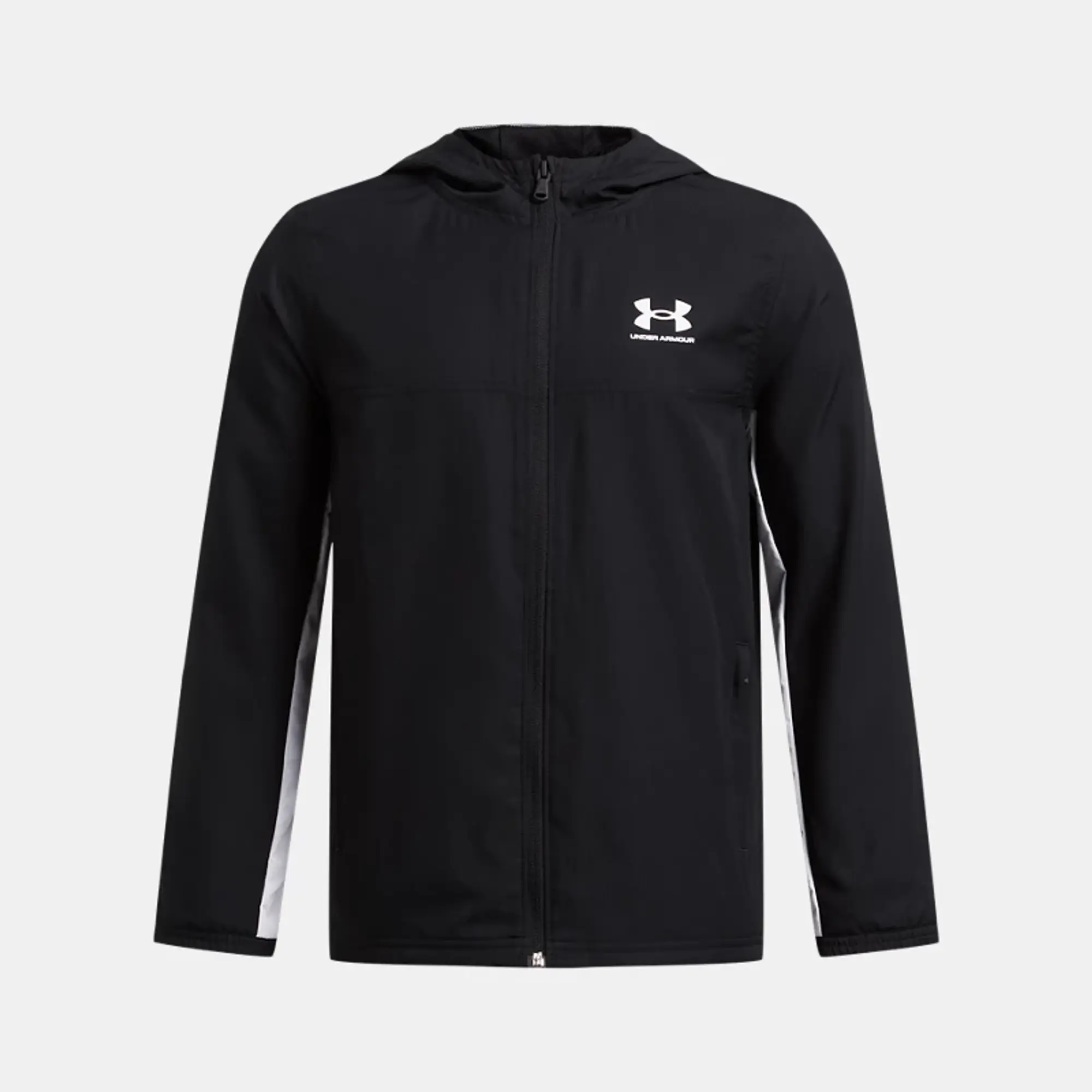 Boys'  Under Armour  Rival Woven Jacket Black / White / White YXS (48 - 50 in)