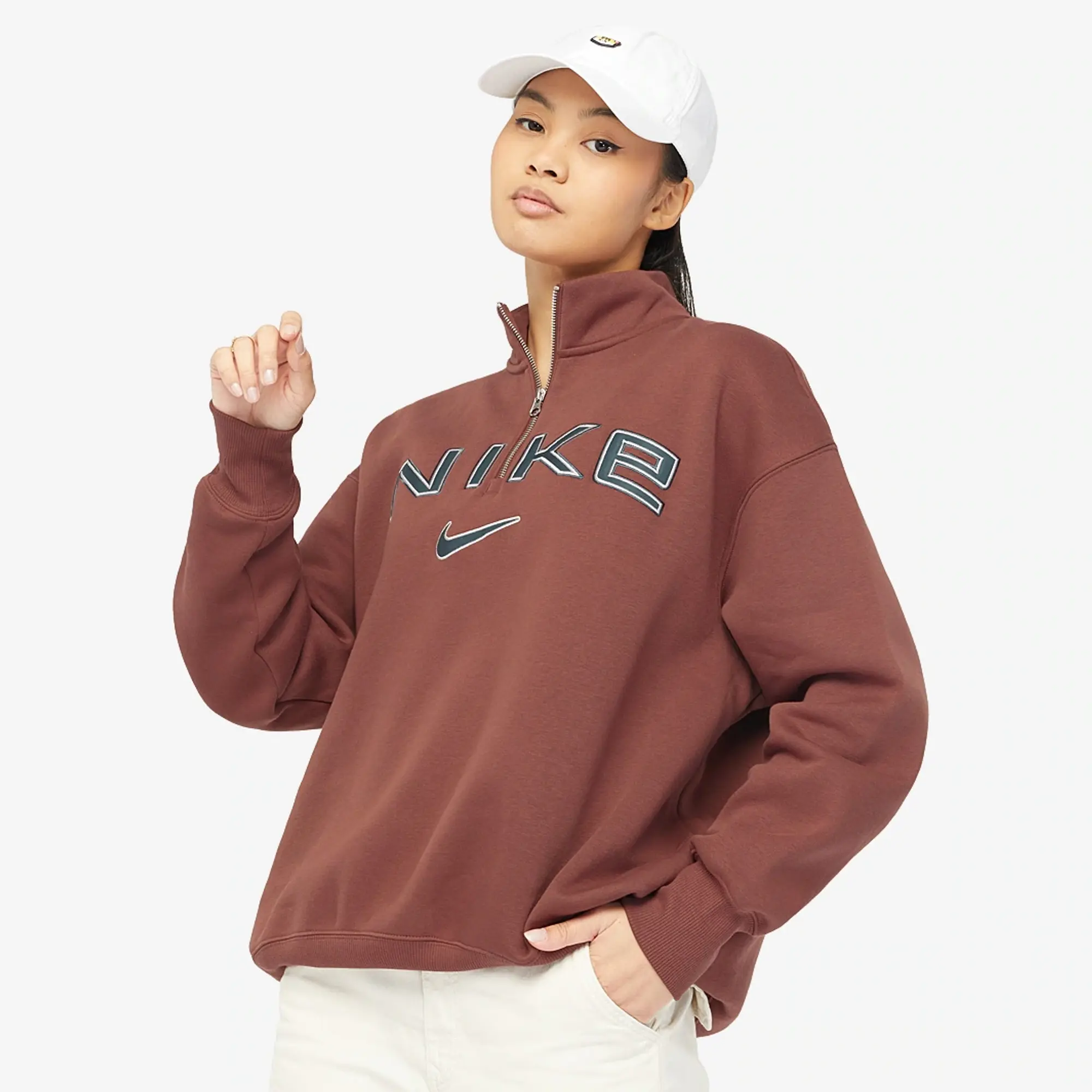 Nike Sportswear Womens Phoenix Fleece Oversized 1 4 Zip Top