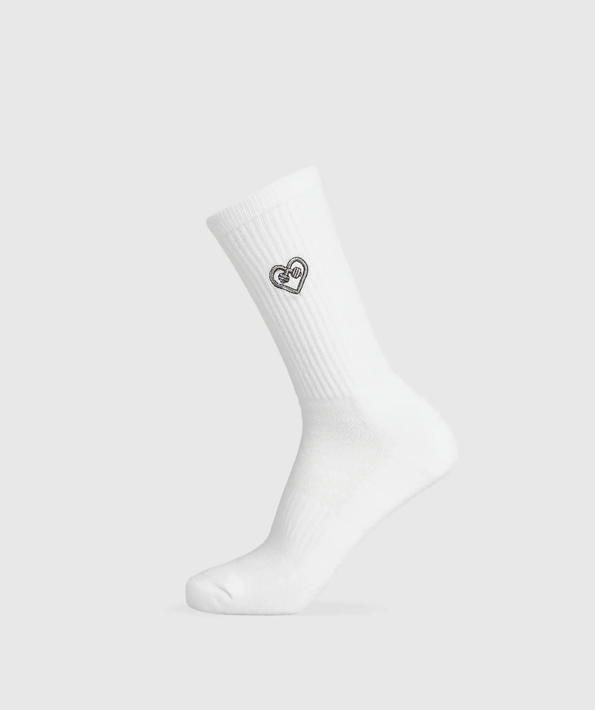 Gymshark Graphic Heart Crew Sock Single - White