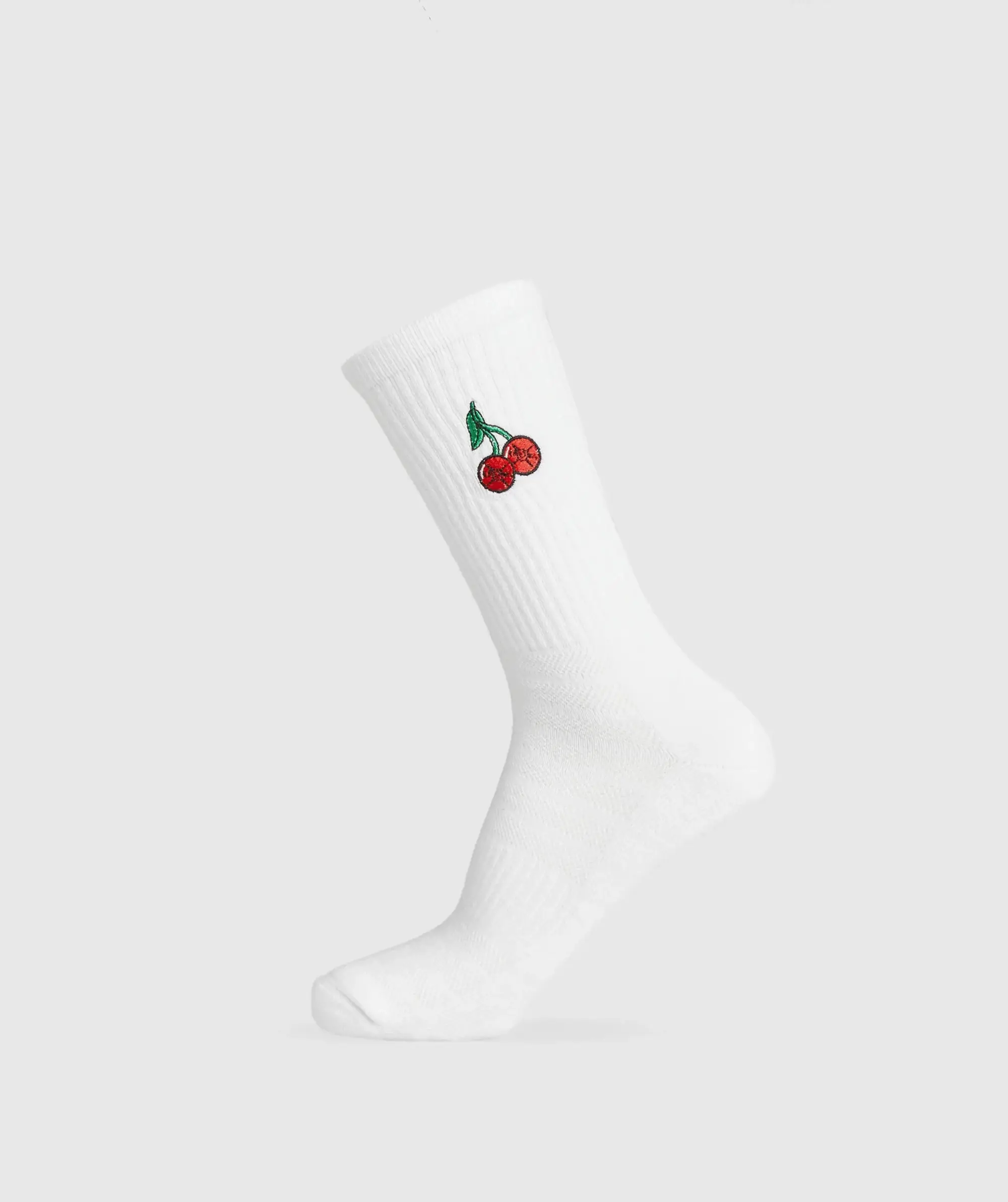 Gymshark Graphic Cherries Crew Sock Single - White