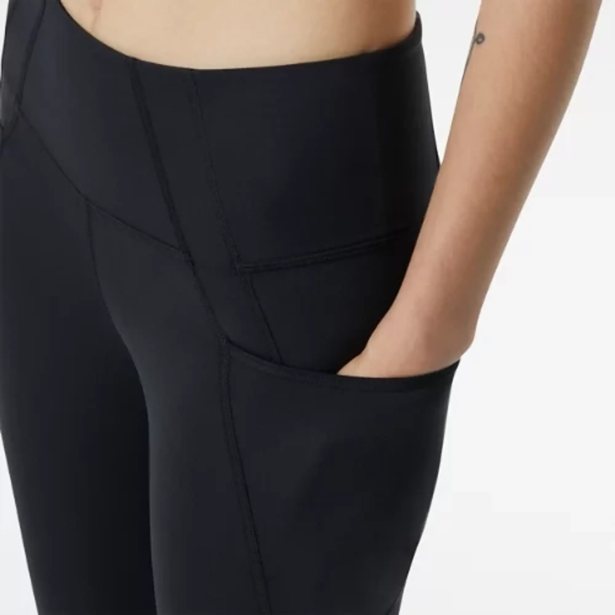 New Balance Women's Shape Shield High Rise Pocket Crop in Black Poly Knit