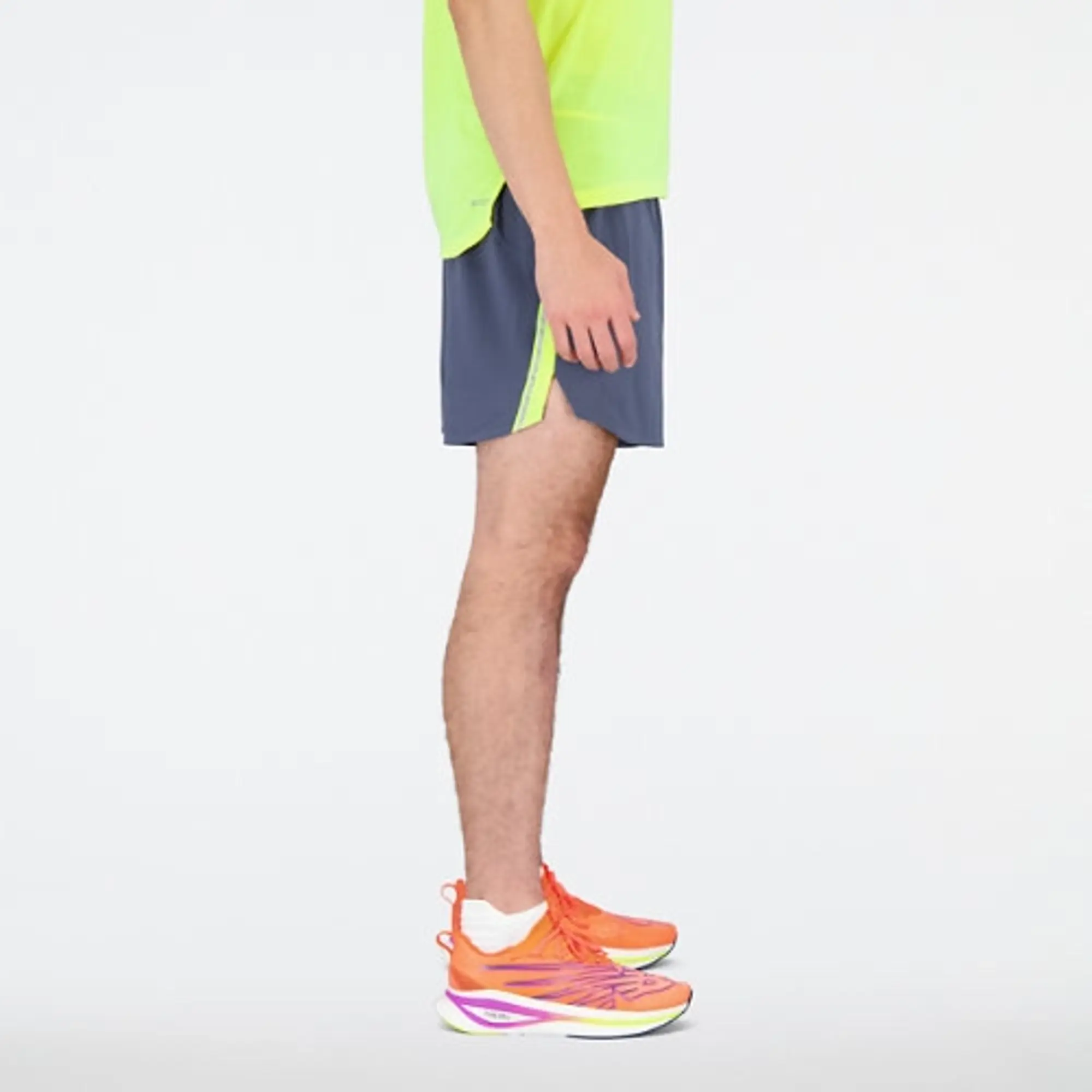New Balance Men's Impact Run 5 Inch Short in Yellow Polywoven