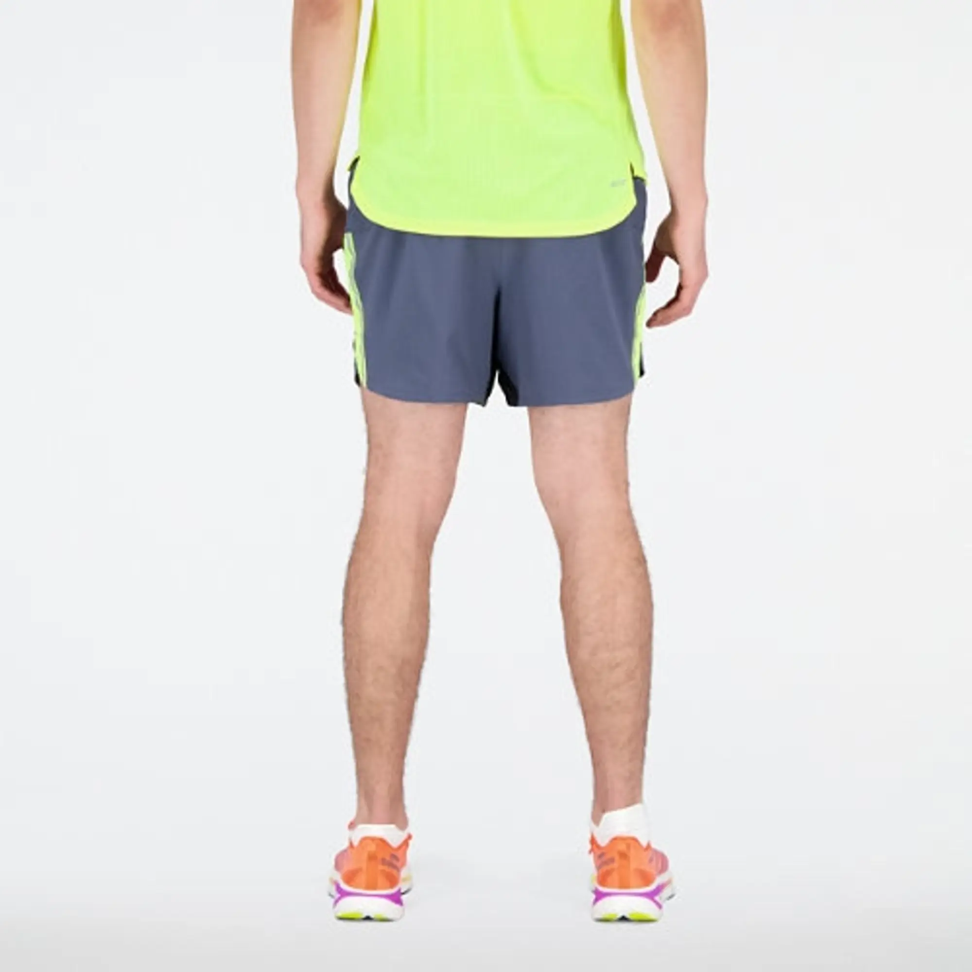New Balance Men's Impact Run 5 Inch Short in Yellow Polywoven