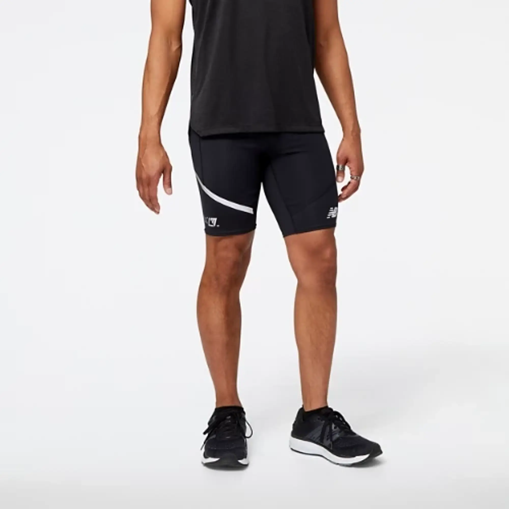 New Balance Men's London Edition Q Speed 9 Inch 1/2 Tight in Black Poly Knit