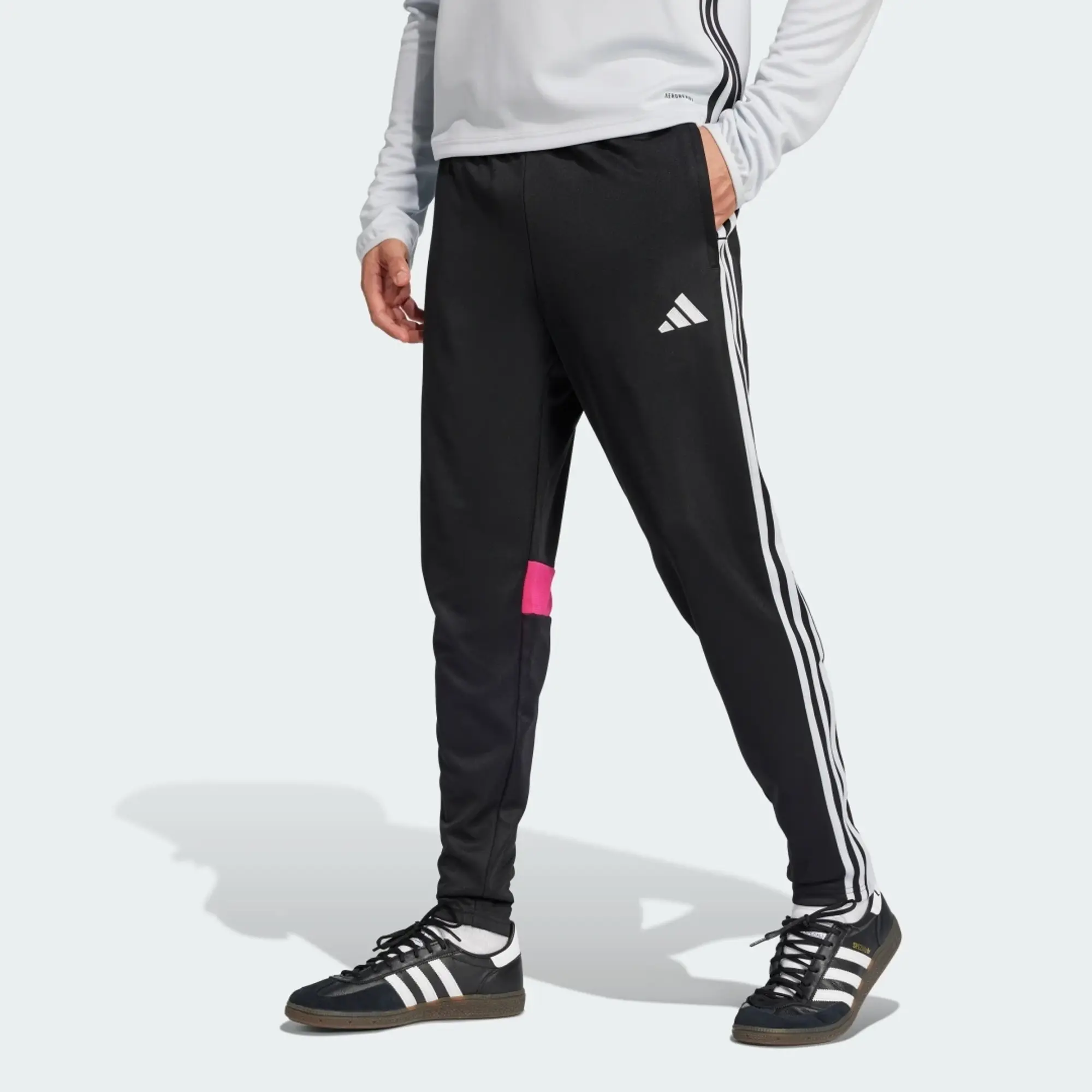 Adidas Football Tiro Essentials 3 Stripe Joggers In Black