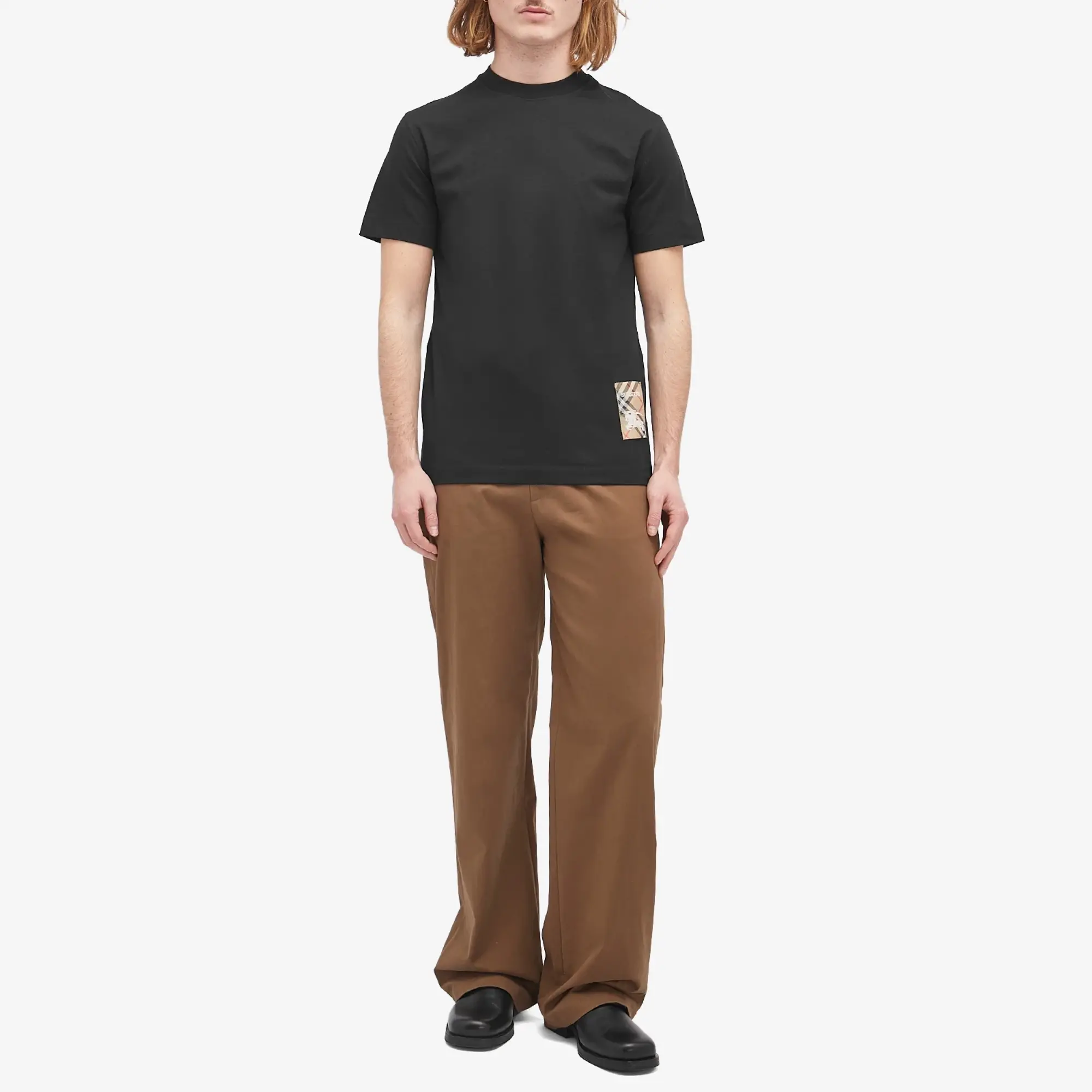 Burberry Men's Check Label T-Shirt Black