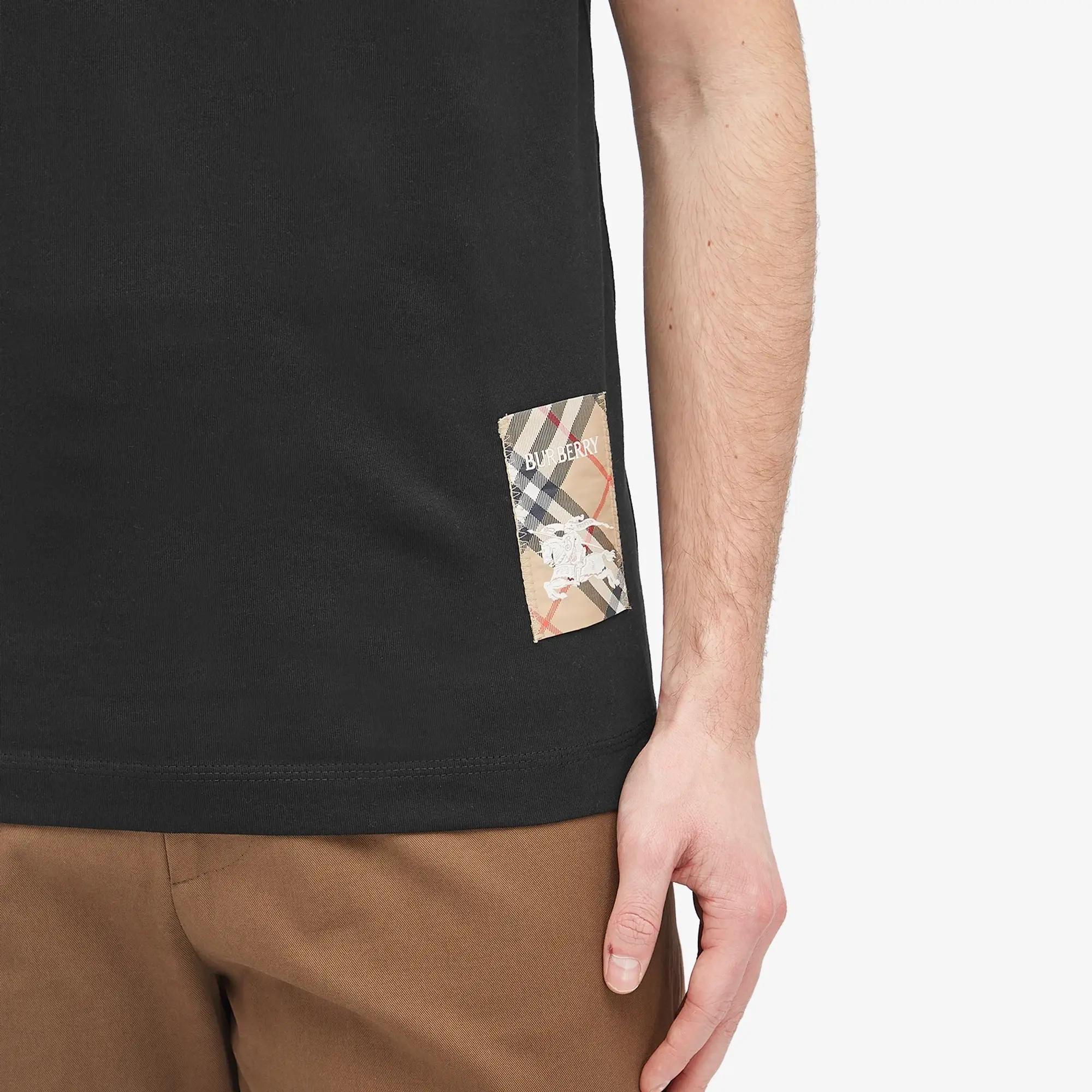 Burberry Men's Check Label T-Shirt Black