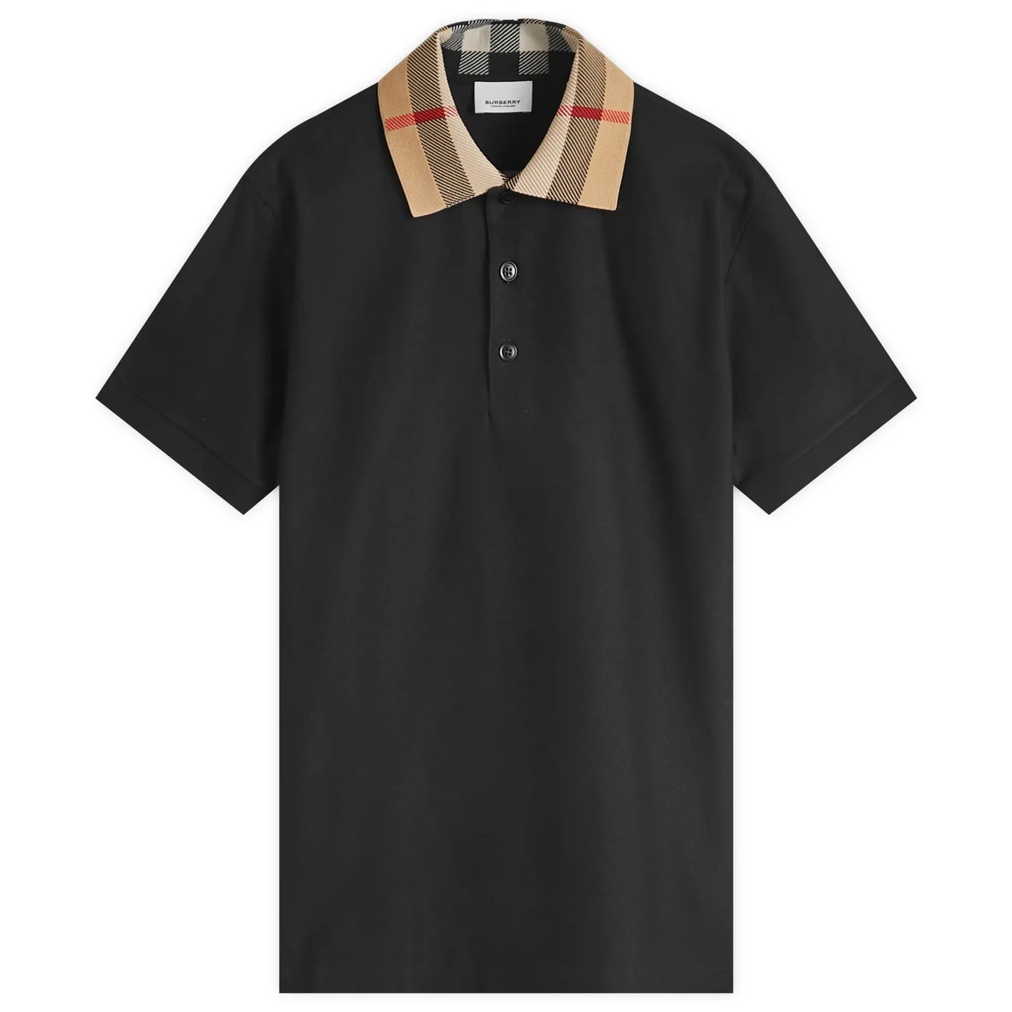 Burberry Men's Cody Check Collar Polo Black