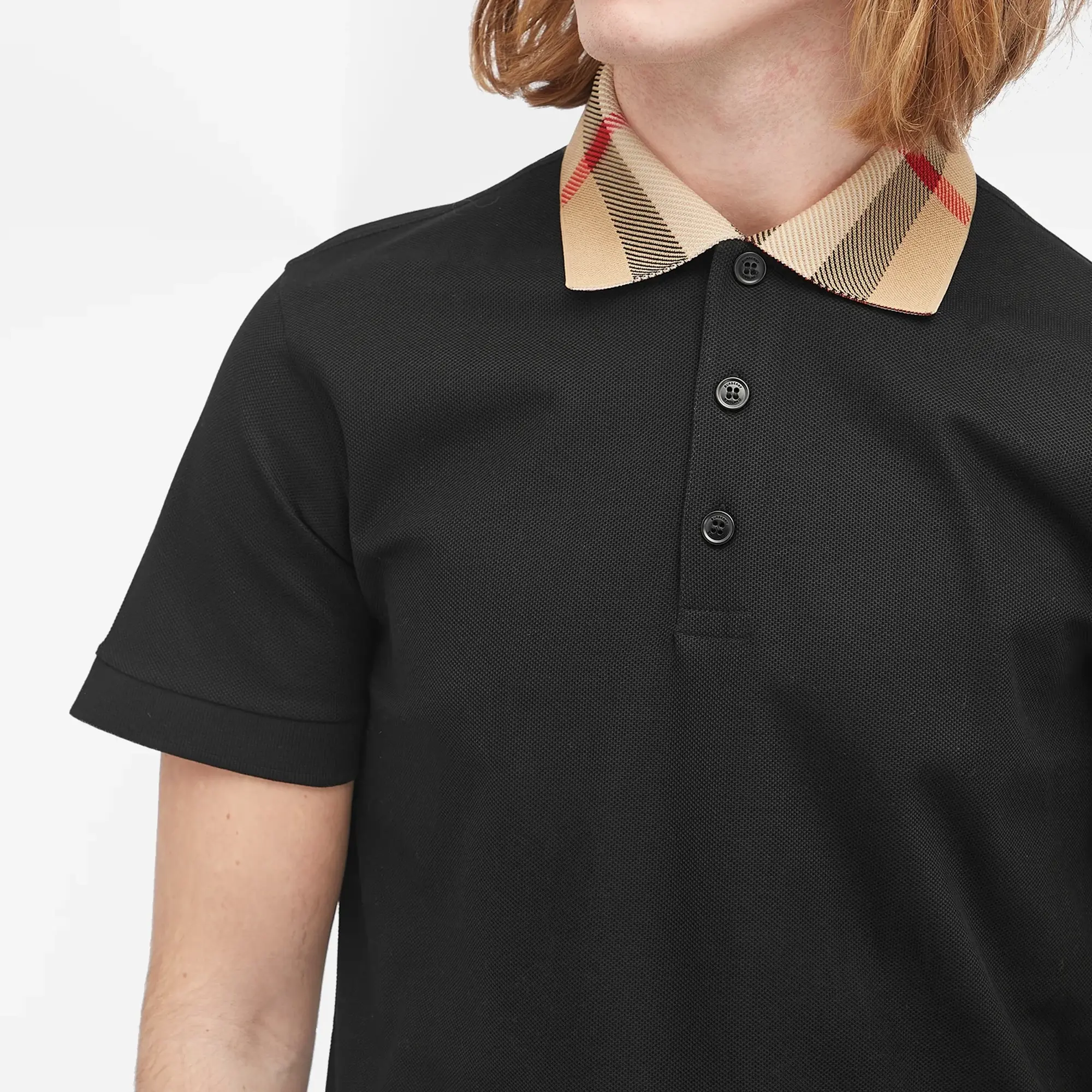 Burberry Men's Cody Check Collar Polo Black
