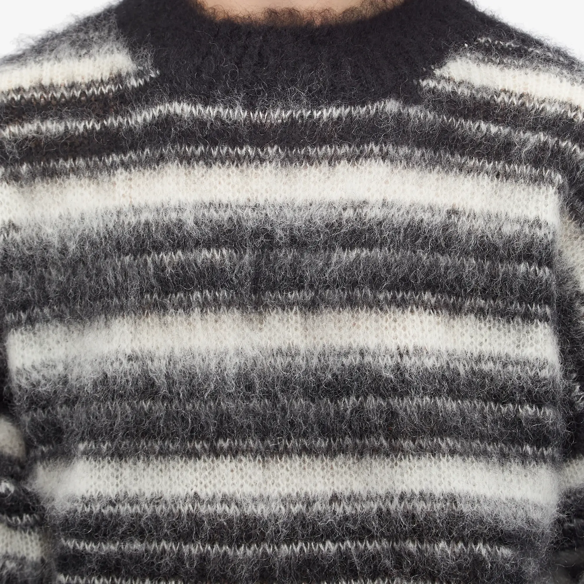 Uniform Experiment Men's Brushed Mohair Border Knit White