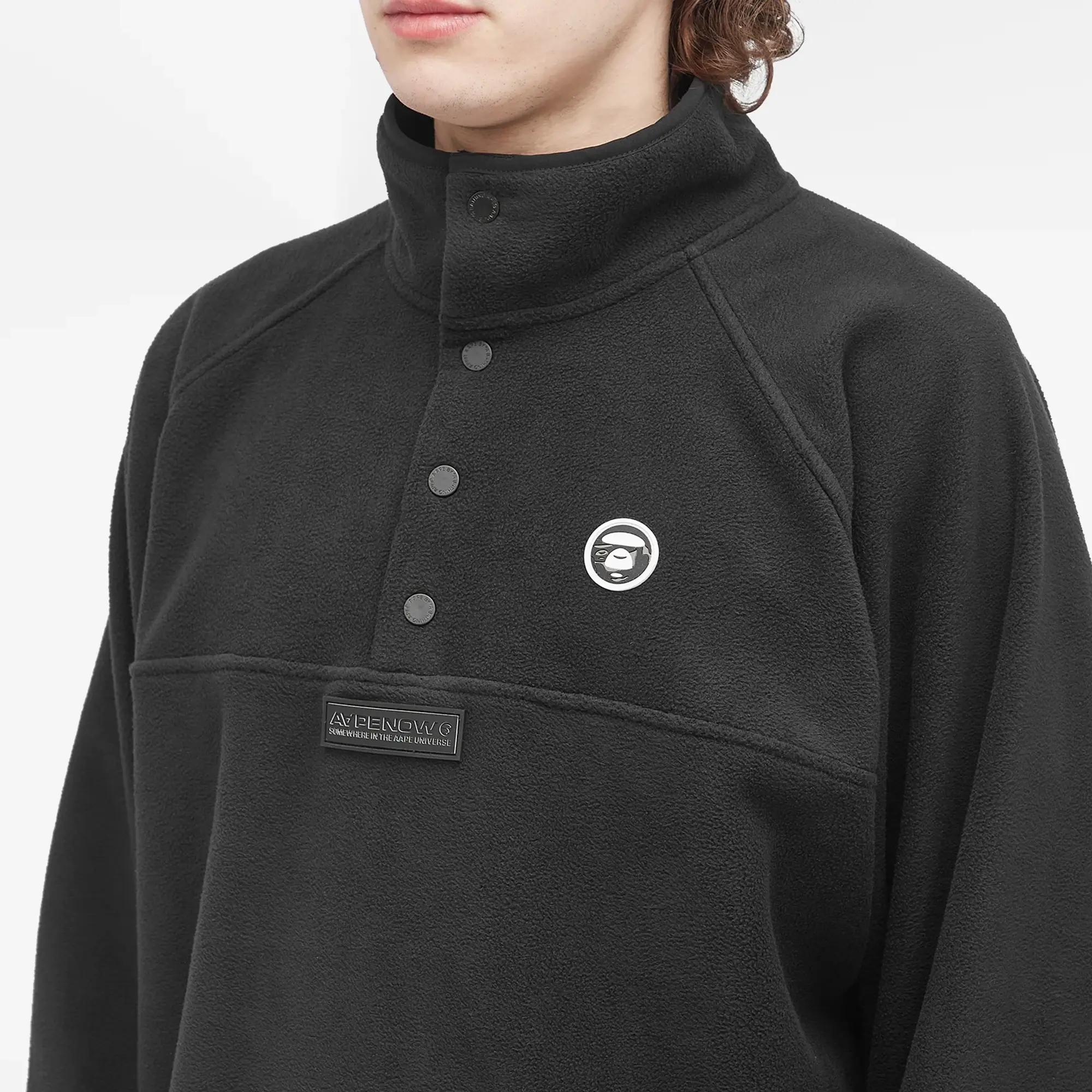 A Bathing Ape AAPE Now Moc Neck Polar Fleece Black