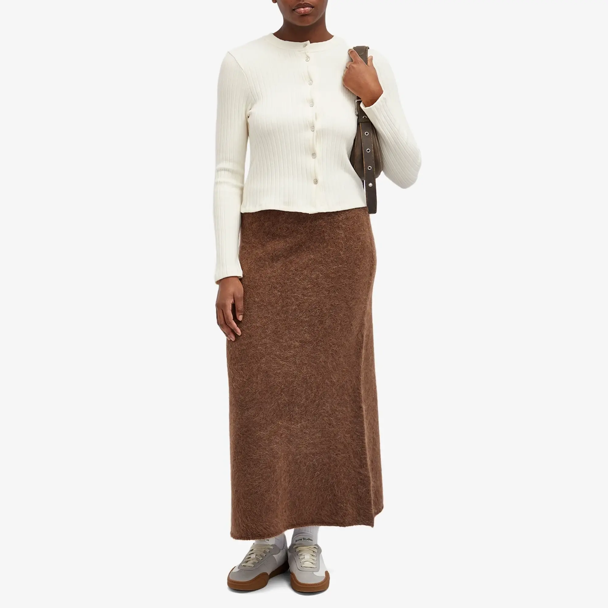 DONNI. Women's Sweater Rib Cardigan Creme
