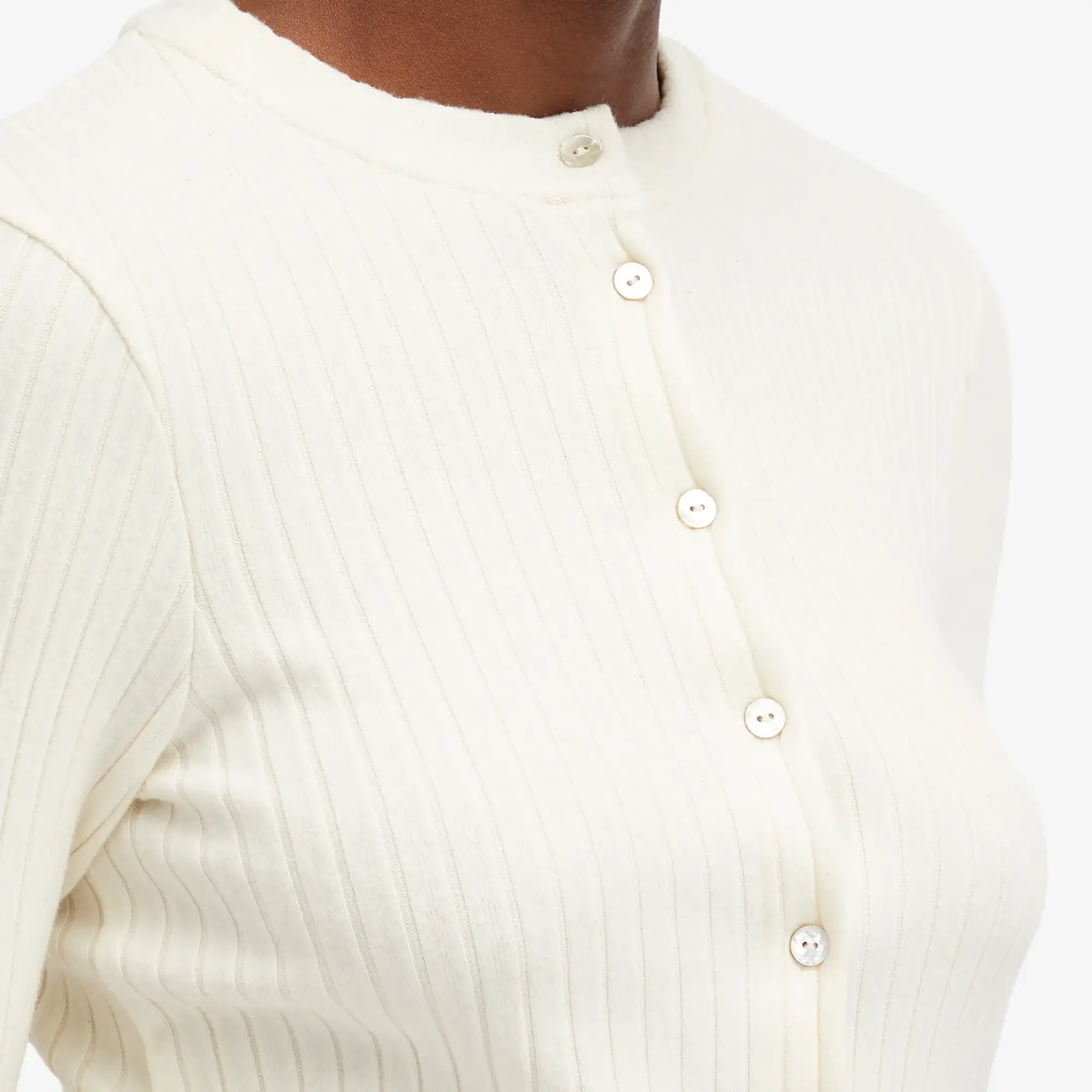 DONNI. Women's Sweater Rib Cardigan Creme