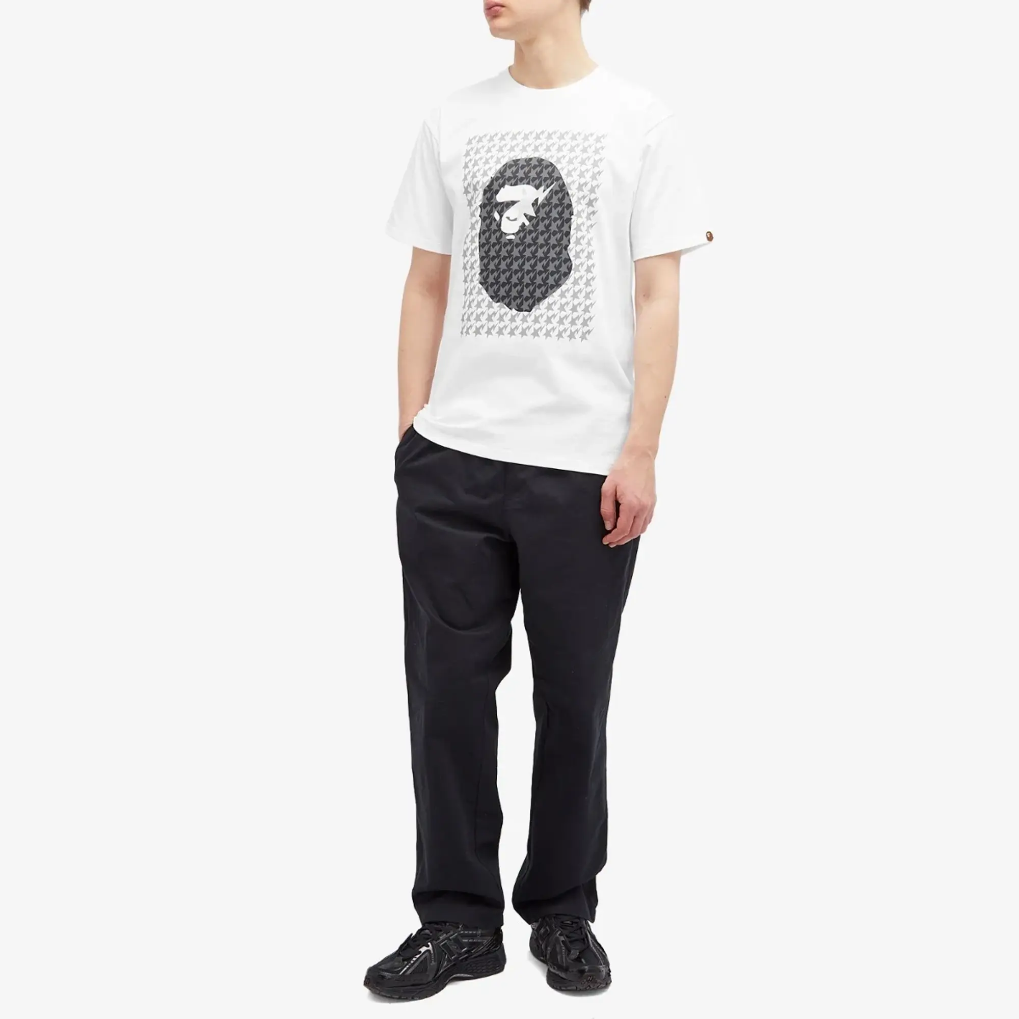 A Bathing Ape Men's Sta Houndstookth Ape Head T-Shirt White/Black