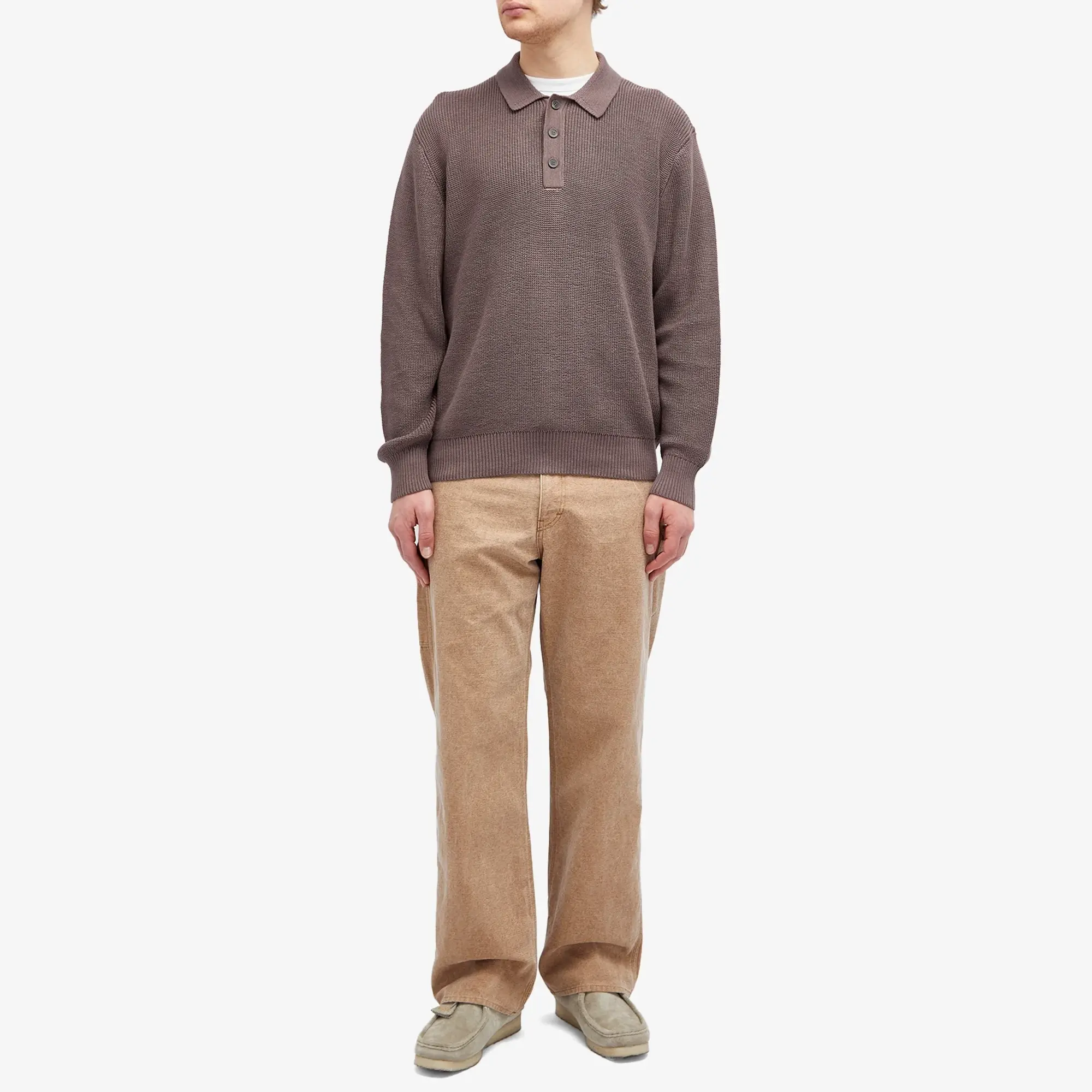 Corridor Men's Long Sleeve Slouchy Polo Purple