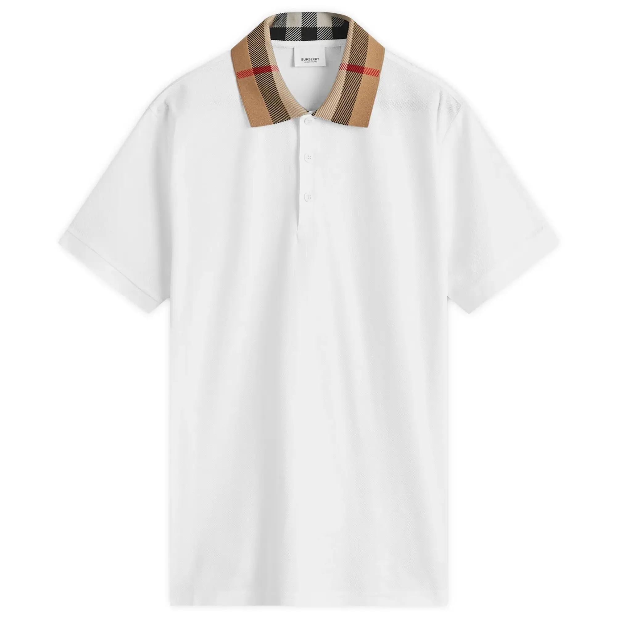 Burberry Men's Cody Check Collar Polo White