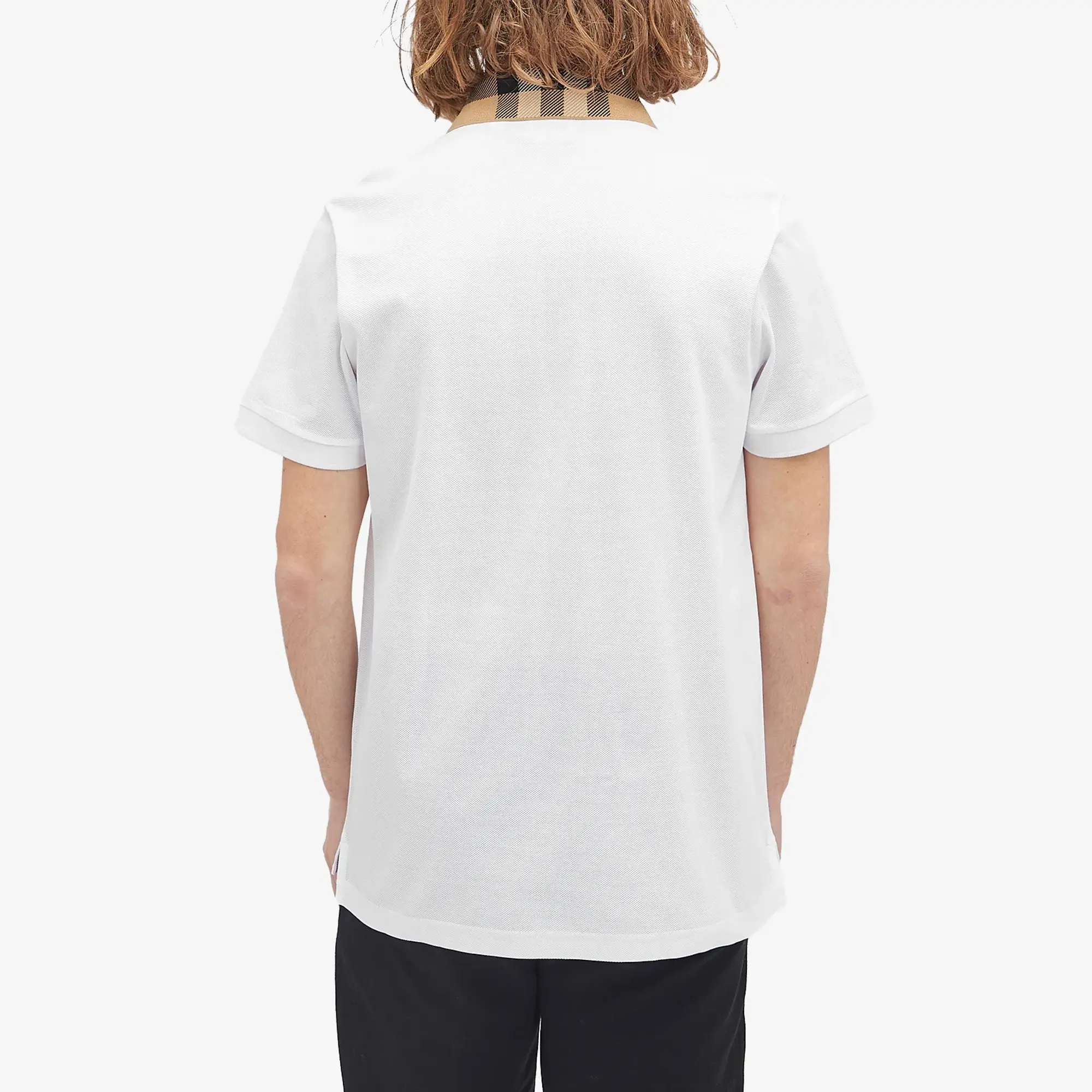Burberry Men's Cody Check Collar Polo White