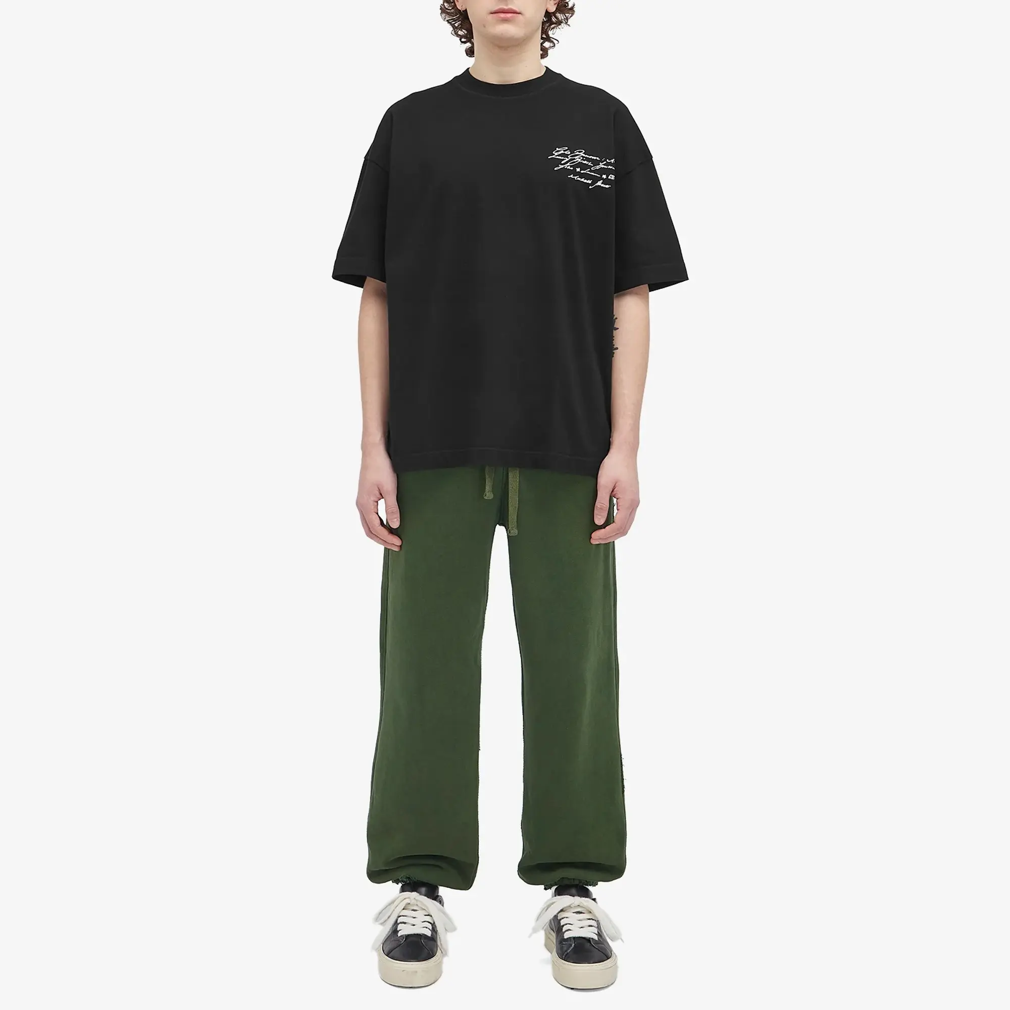 Cole Buxton Men's Distressed Sweat Pants Washed Forest Green