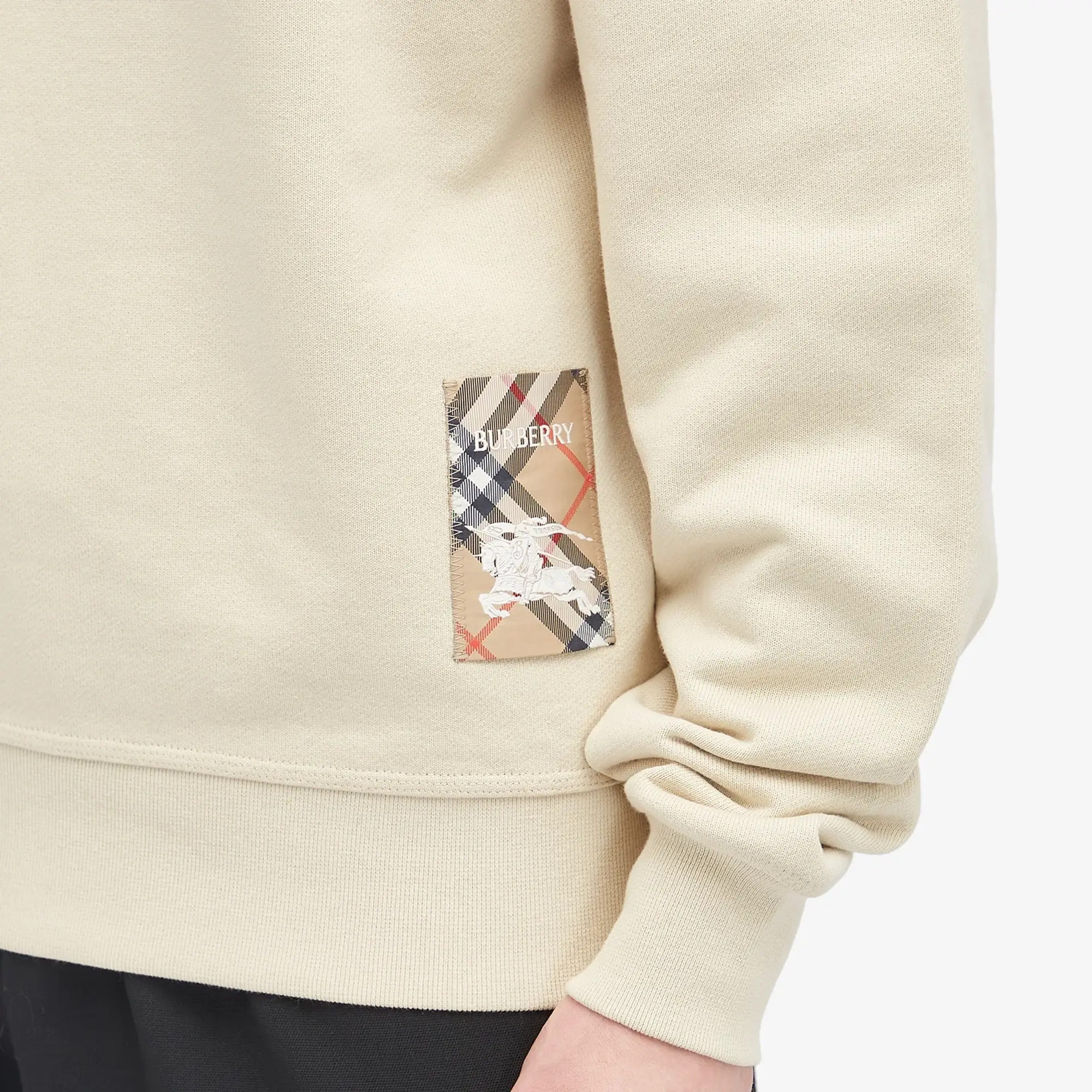 Burberry Men's Check Label Sweatshirt Nutmeg