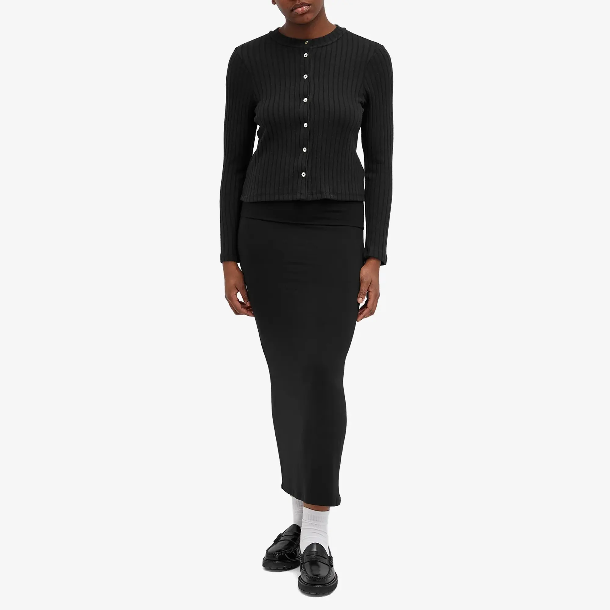DONNI. Women's Sweater Rib Cardigan Jet