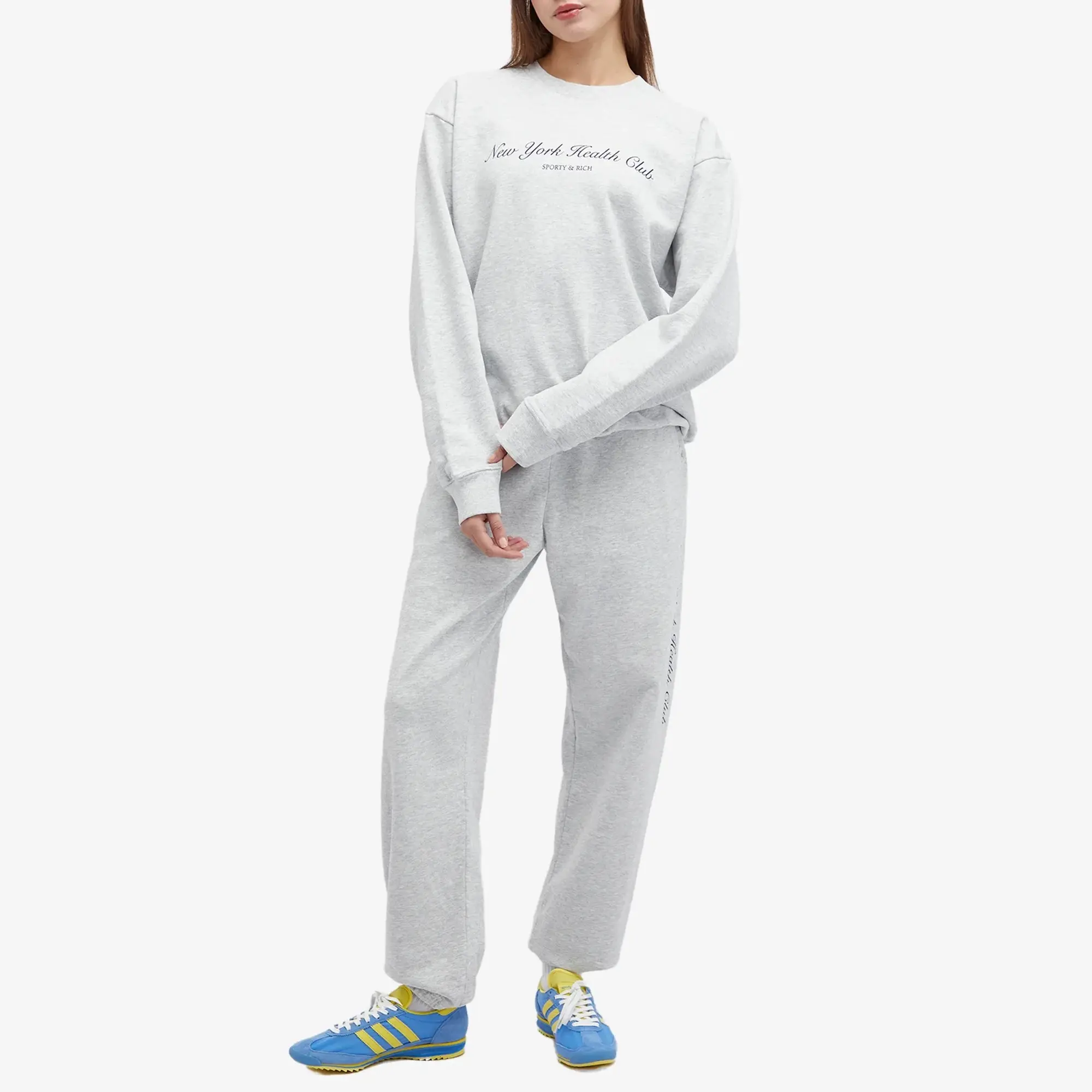 Sporty & Rich Women's NY Health Club Crewneck Heather Gray Navy