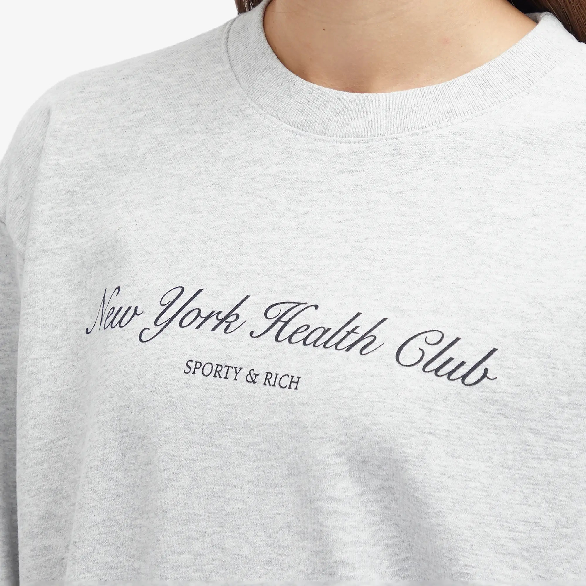 Sporty & Rich Women's NY Health Club Crewneck Heather Gray Navy