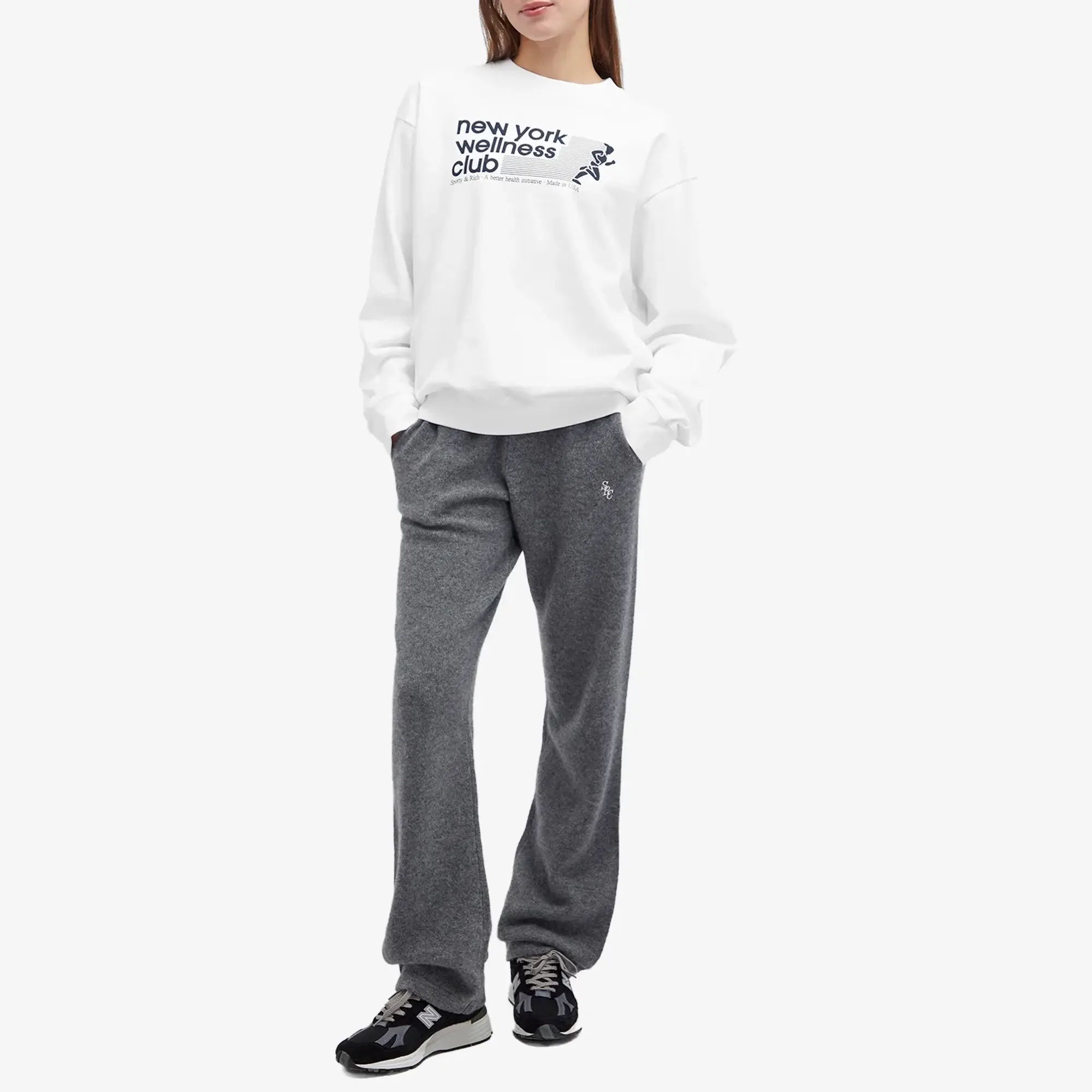 Sporty & Rich Women's USA Wellness Club Crewneck White Navy