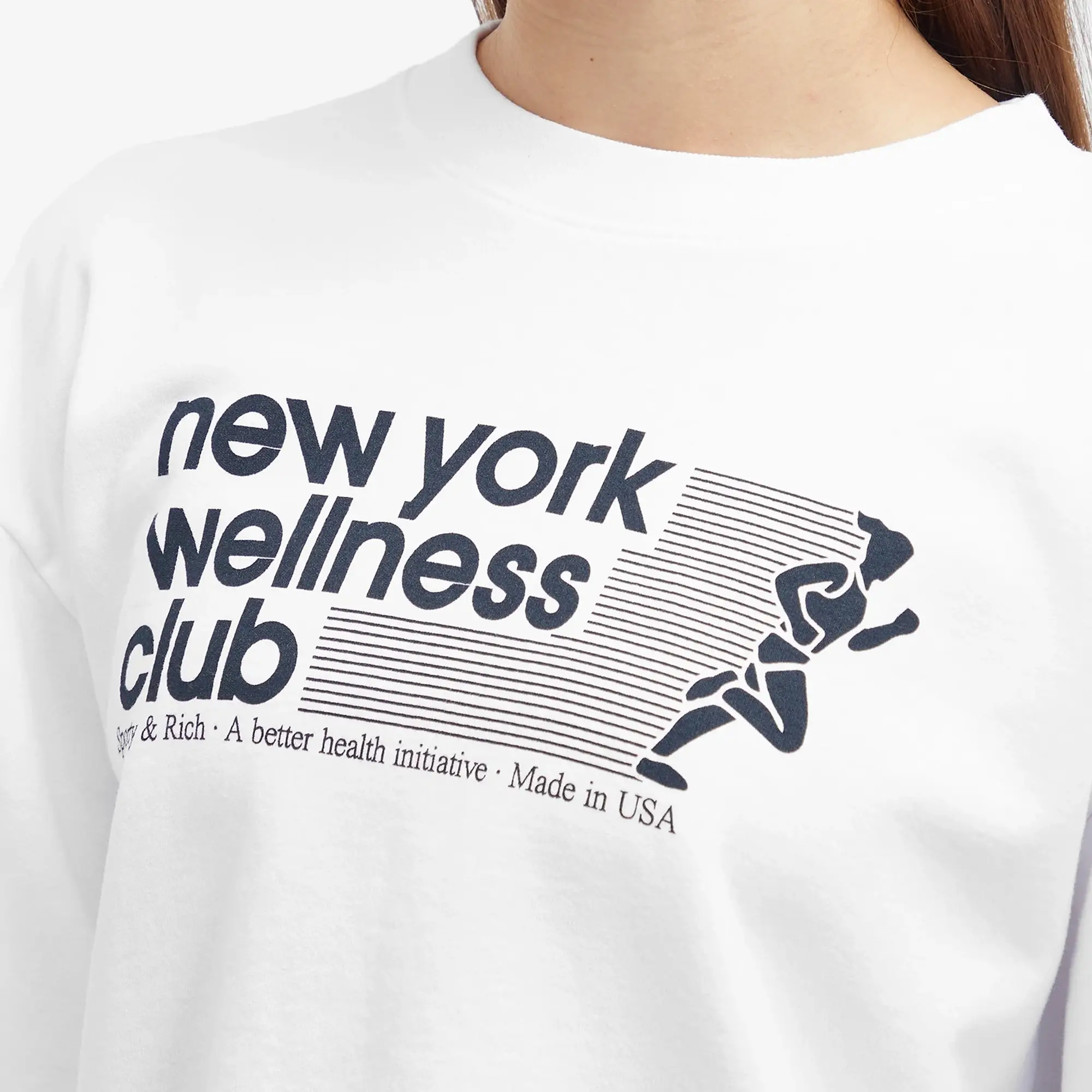 Sporty & Rich Women's USA Wellness Club Crewneck White Navy