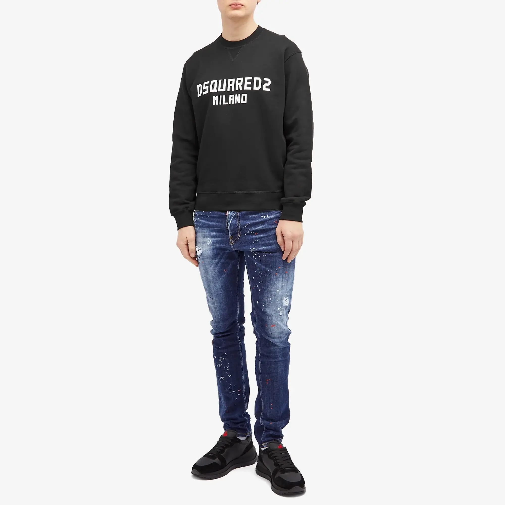Dsquared2 Men's Cool Fit Crew Sweat Black/White Print