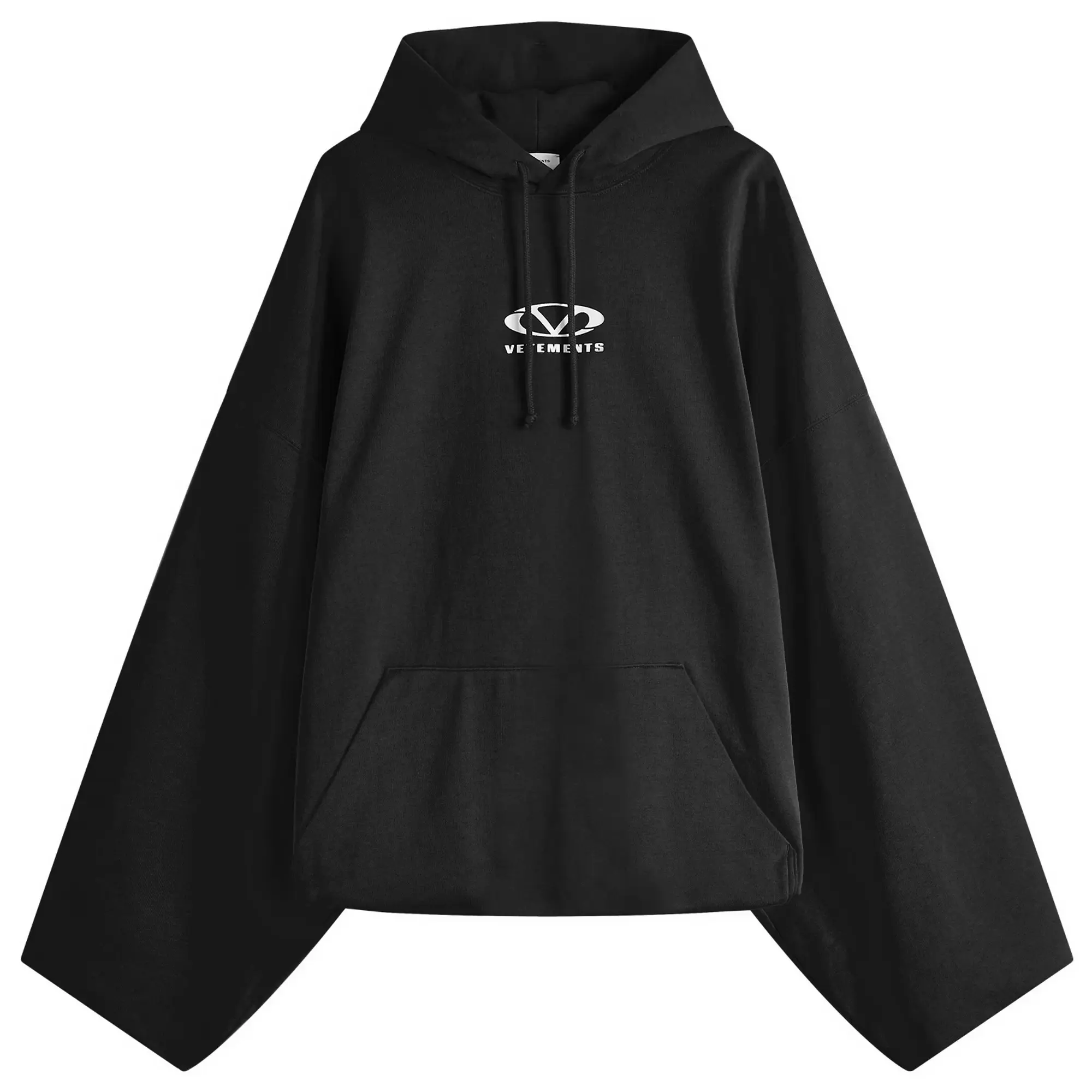 VETEMENTS Men's Oval Logo Cropped Boxy Hoodie Black/White
