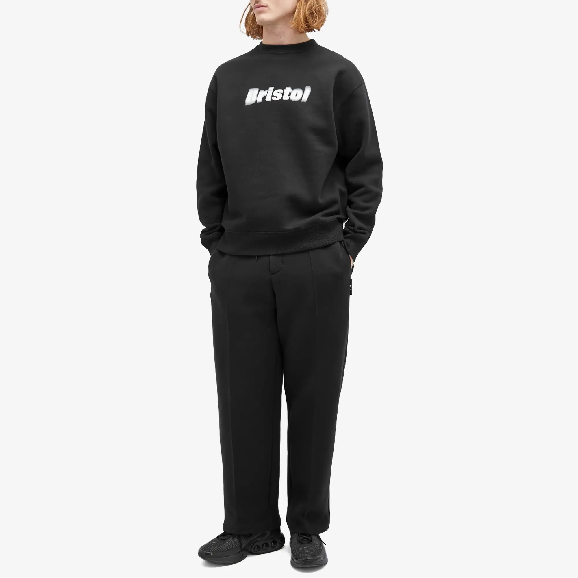 F.C. Real Bristol Men's Blurred Logo Crewneck Sweatshirt Black