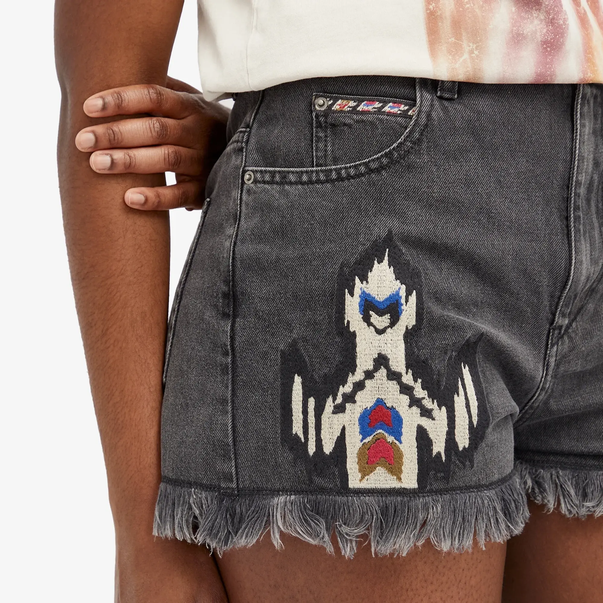 Isabel Marant Étoile Women's Lesia Embroidered Denim Shorts Dark Grey