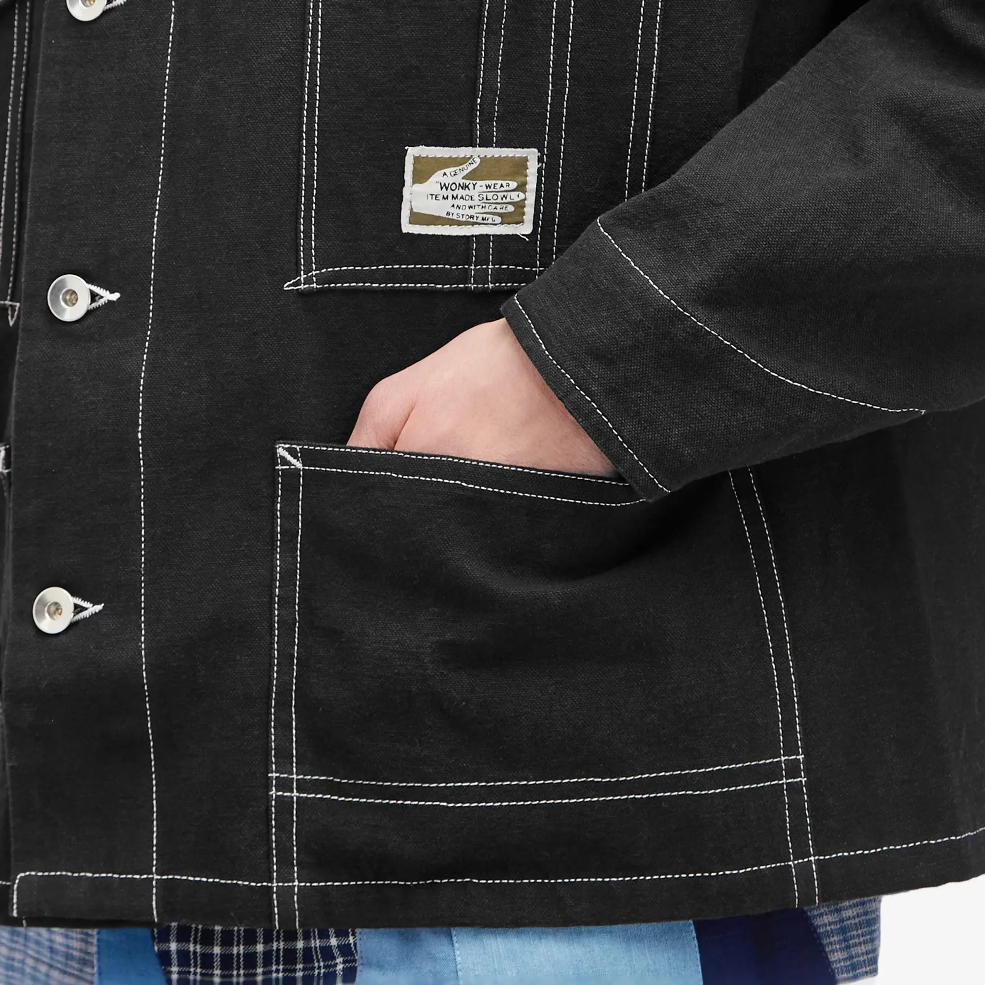 Story mfg. Men's Railroad Chore Jacket Black Wonky-Wear