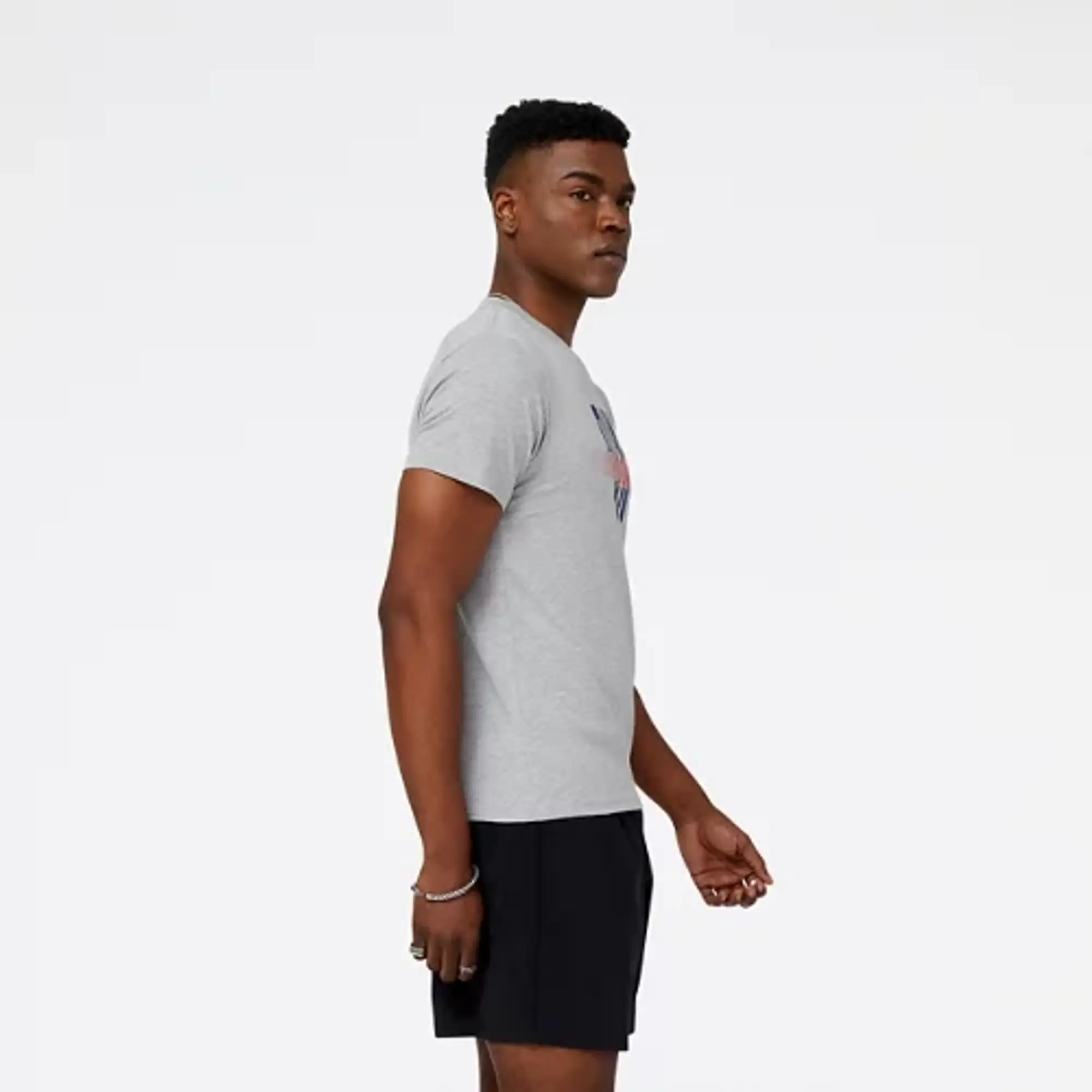 New Balance Men's London Edition Run Tee in Grey Cotton