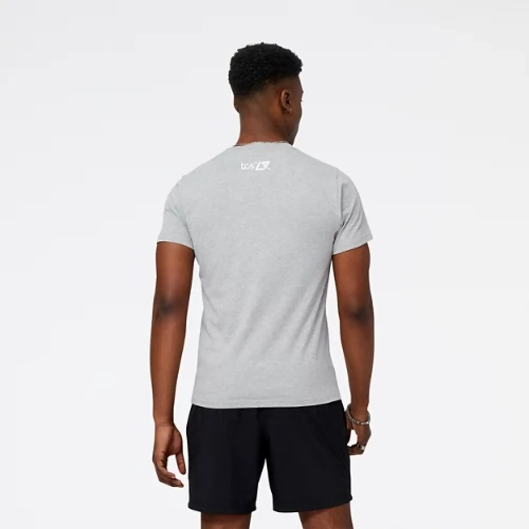 New Balance Men's London Edition Run Tee in Grey Cotton
