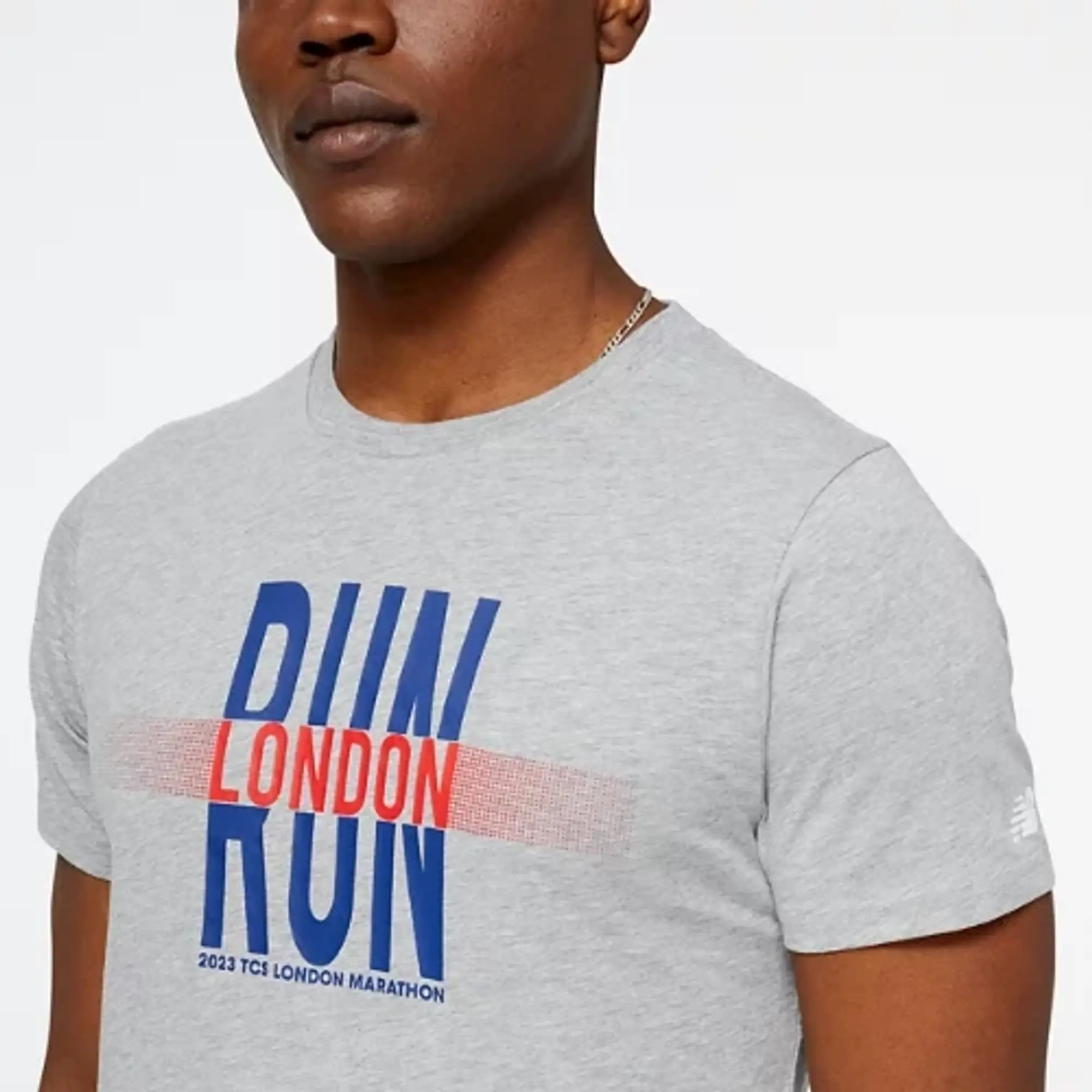 New Balance Men's London Edition Run Tee in Grey Cotton
